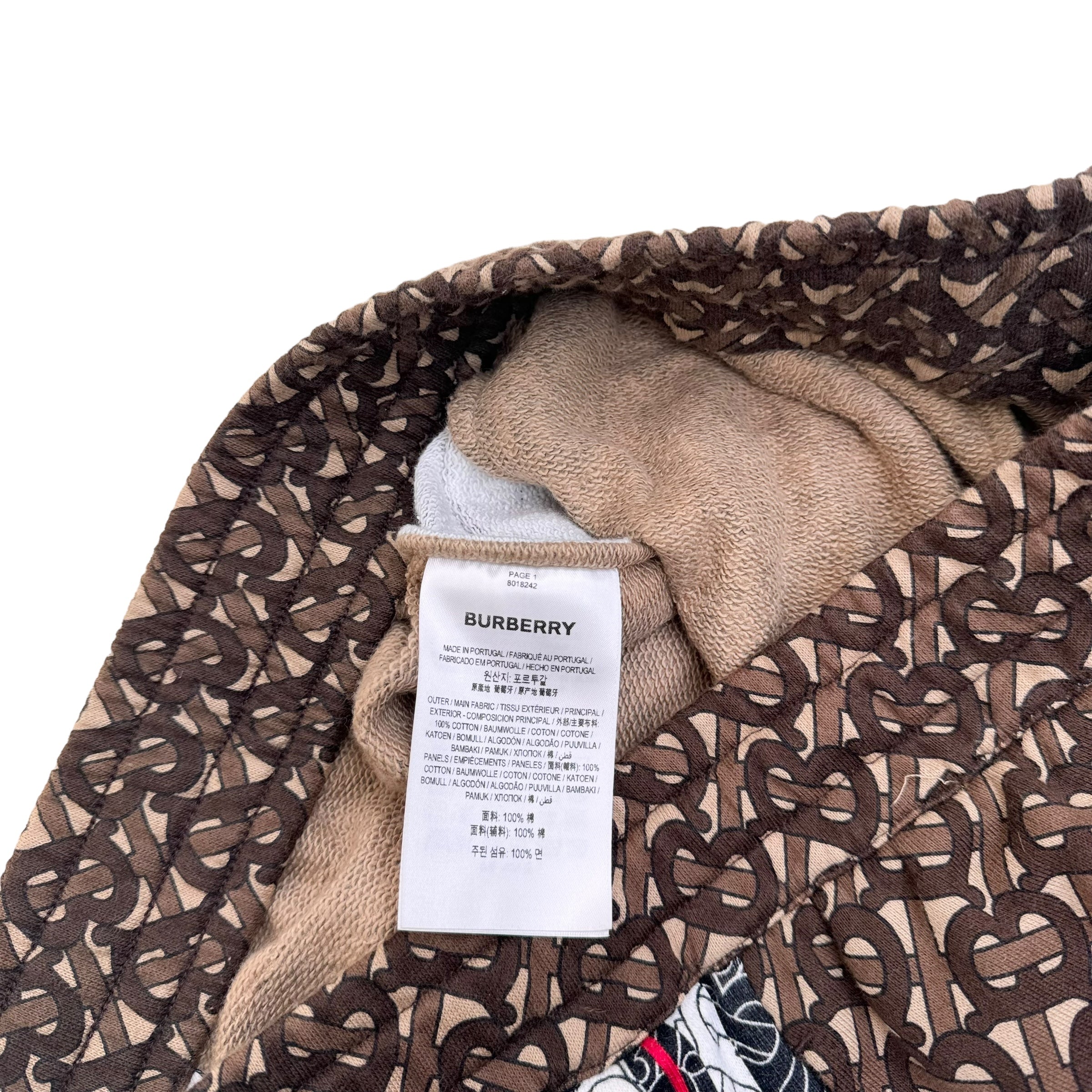 BURBERRY MONOGRAM STRIPE PRINT COTTON SWEATPANTS BROWN M