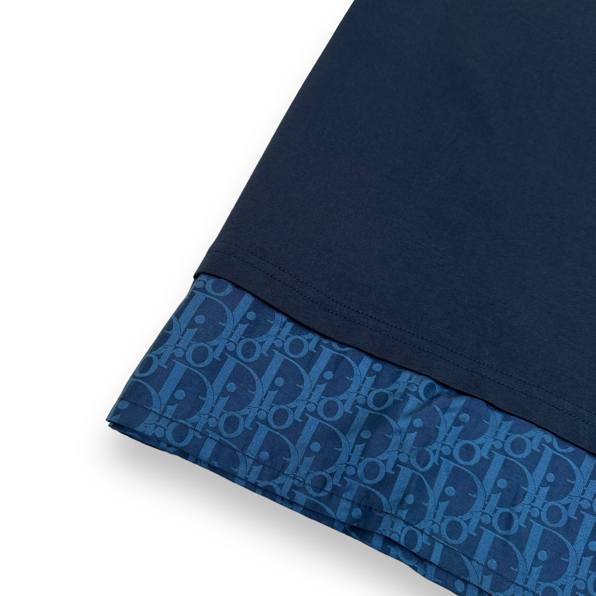 DIOR OBLIQUE LAYERED SILK TRIM T-SHIRT NAVY XL