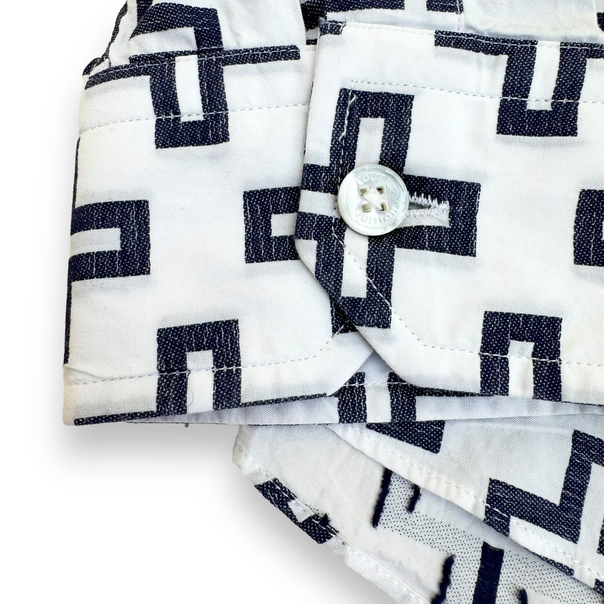 LOUIS VUITTON LV CROSS LONG SLEEVE SHIRT WHITE / BLUE XL