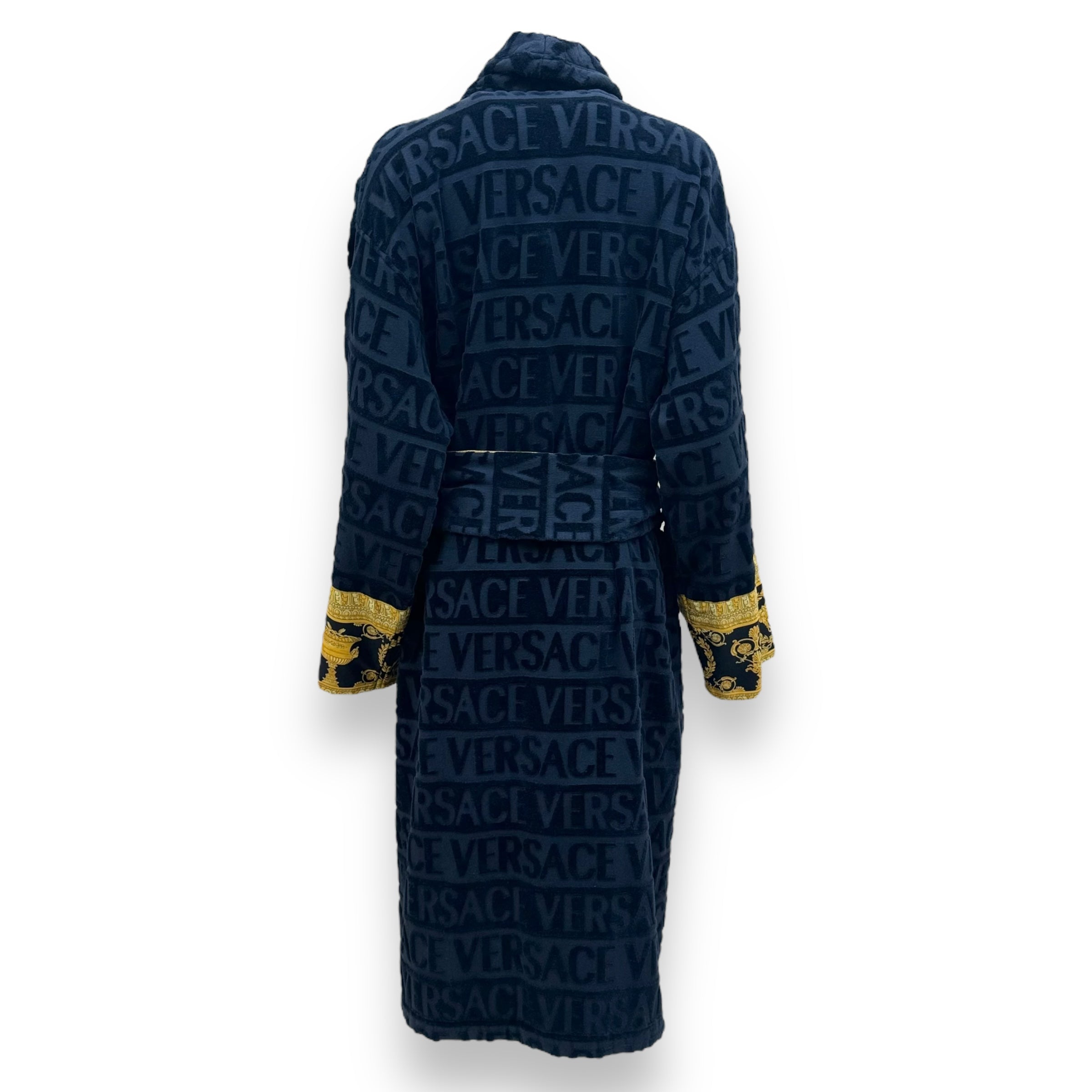 VERSACE BAROQUE BATHROBE NAVY / GOLD XL
