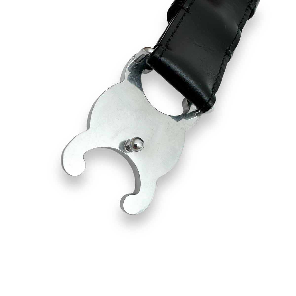 CELINE LEATHER BELT BLACK / SILVER 85