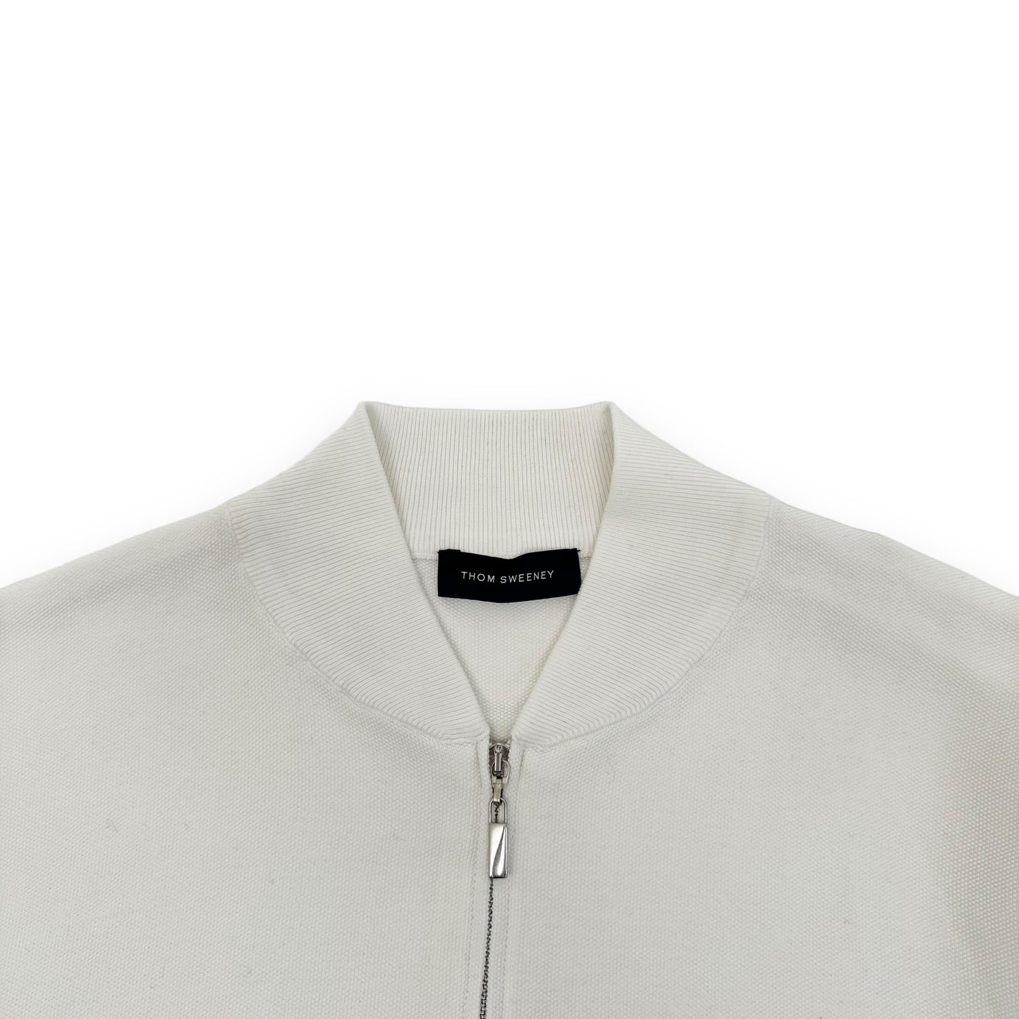 THOM SWEENEY FINE-KNIT COTTON ZIP-UP TRACK TOP WHITE L