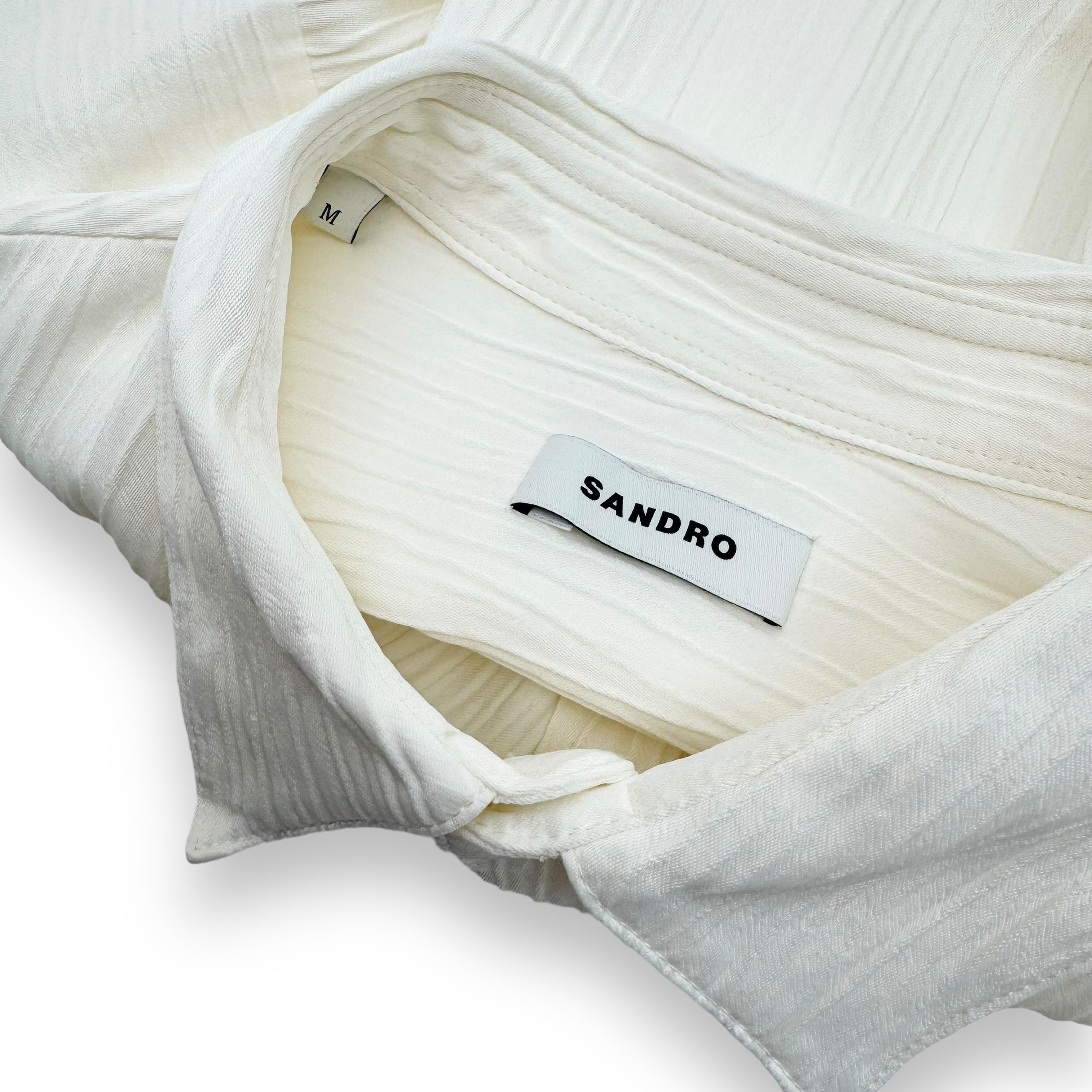 SANDRO TEXTURED SHORT SLEEVE SHIRT OFF-WHITE M