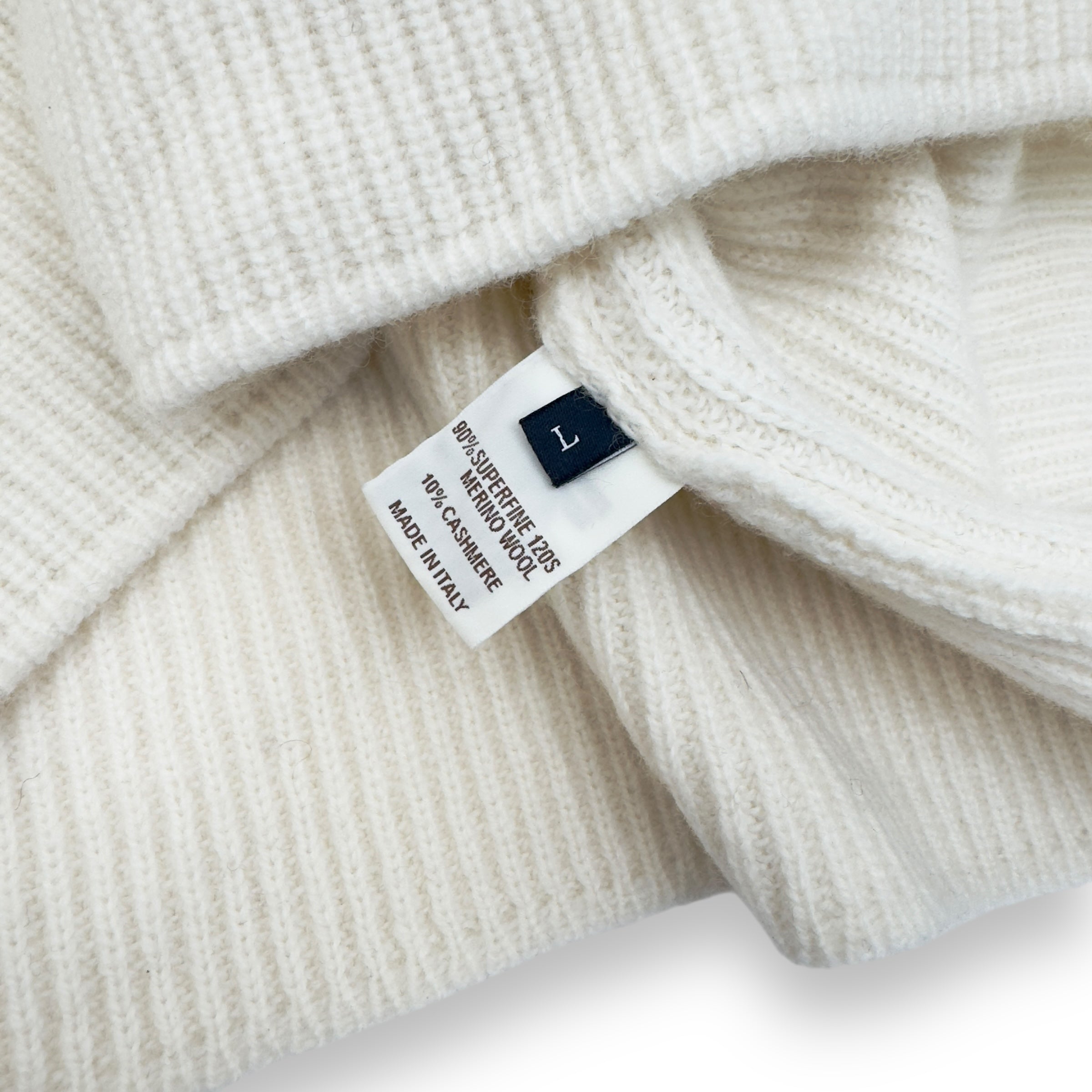 THOM SWEENEY WOOL / CASHMERE HALF-ZIP SWEATER CREAM L