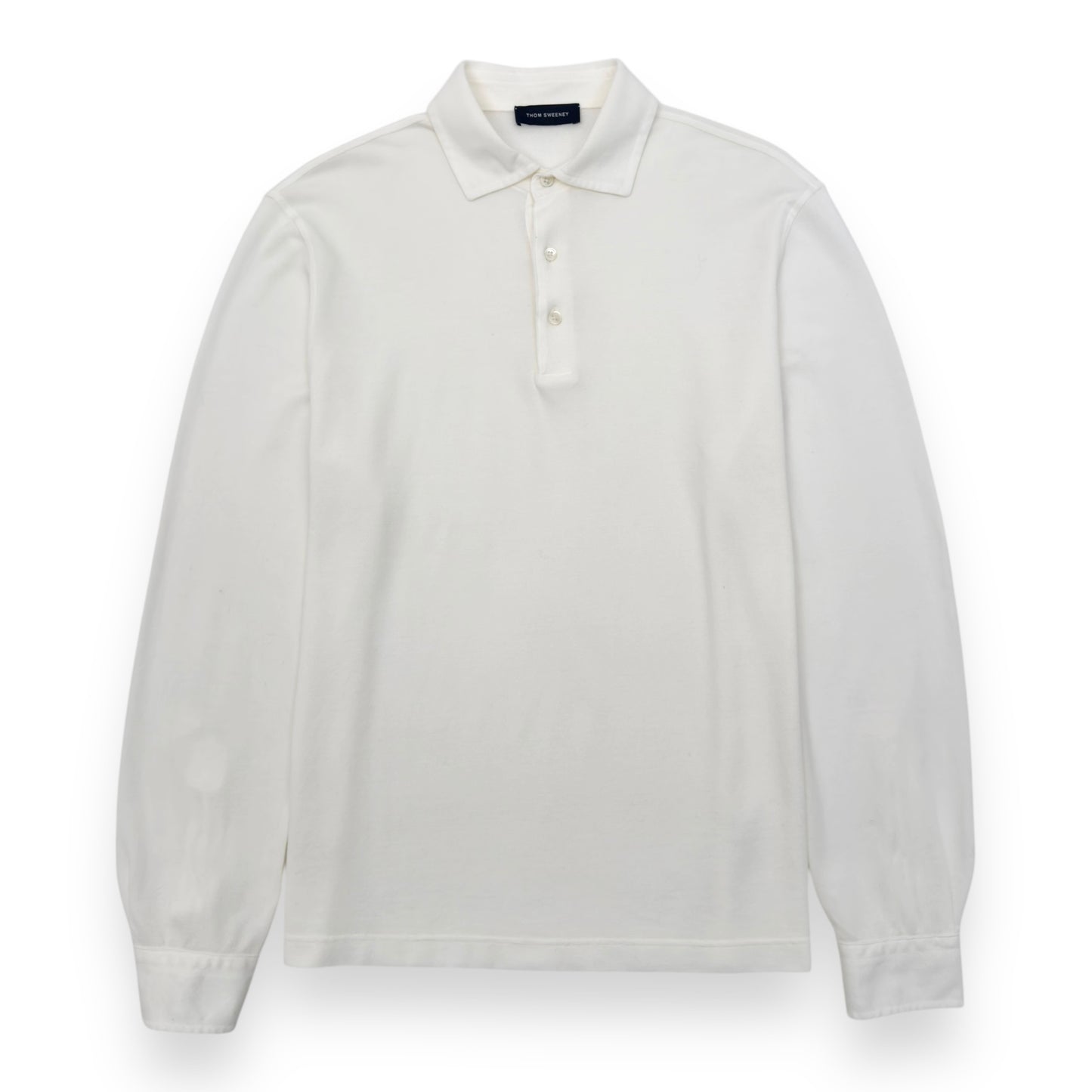 THOM SWEENEY LONG SLEEVE COTTON POLO SHIRT WHITE L
