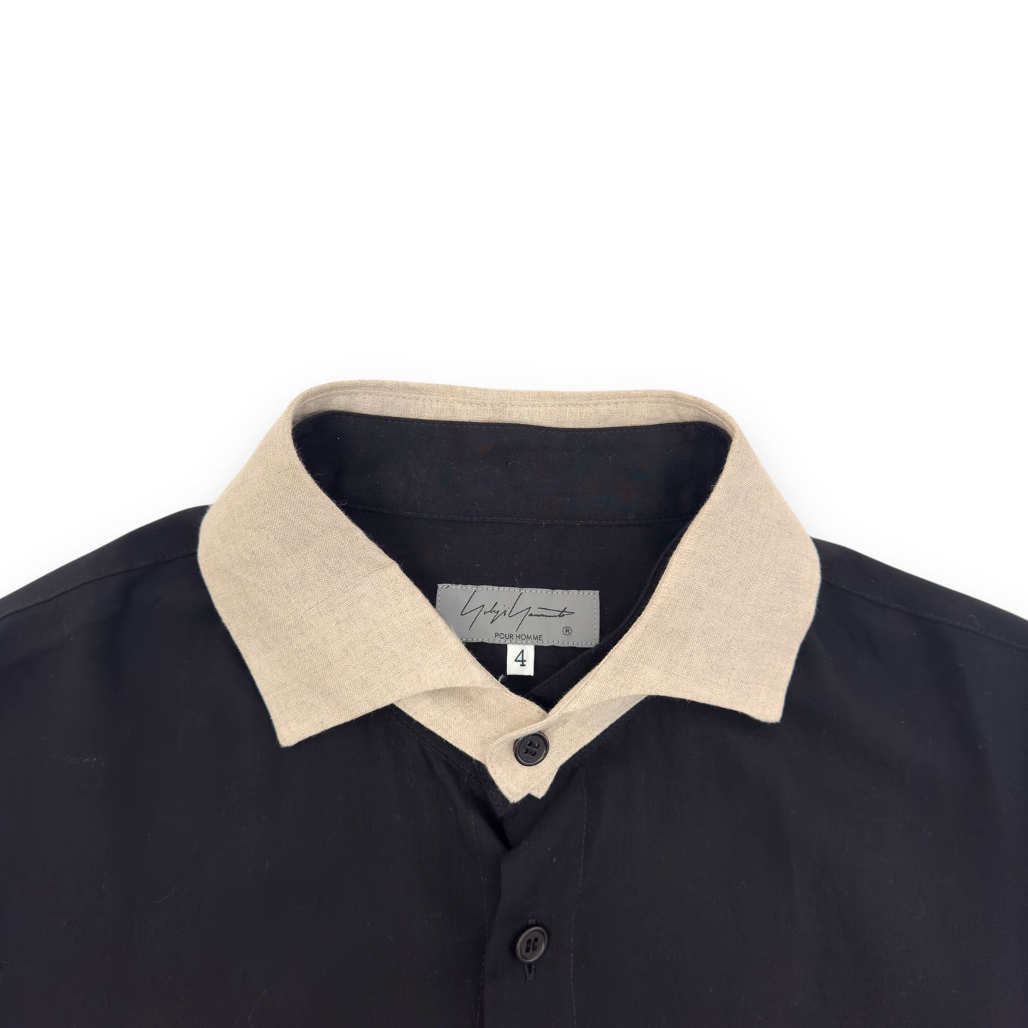 YOHJI YAMAMOTO U-STAND COLLAR SHIRT BLACK 4 / XL