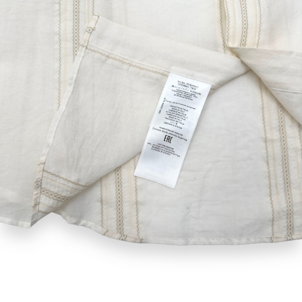 ETRO EMBROIDERED COTTON SHIRT IVORY XXL