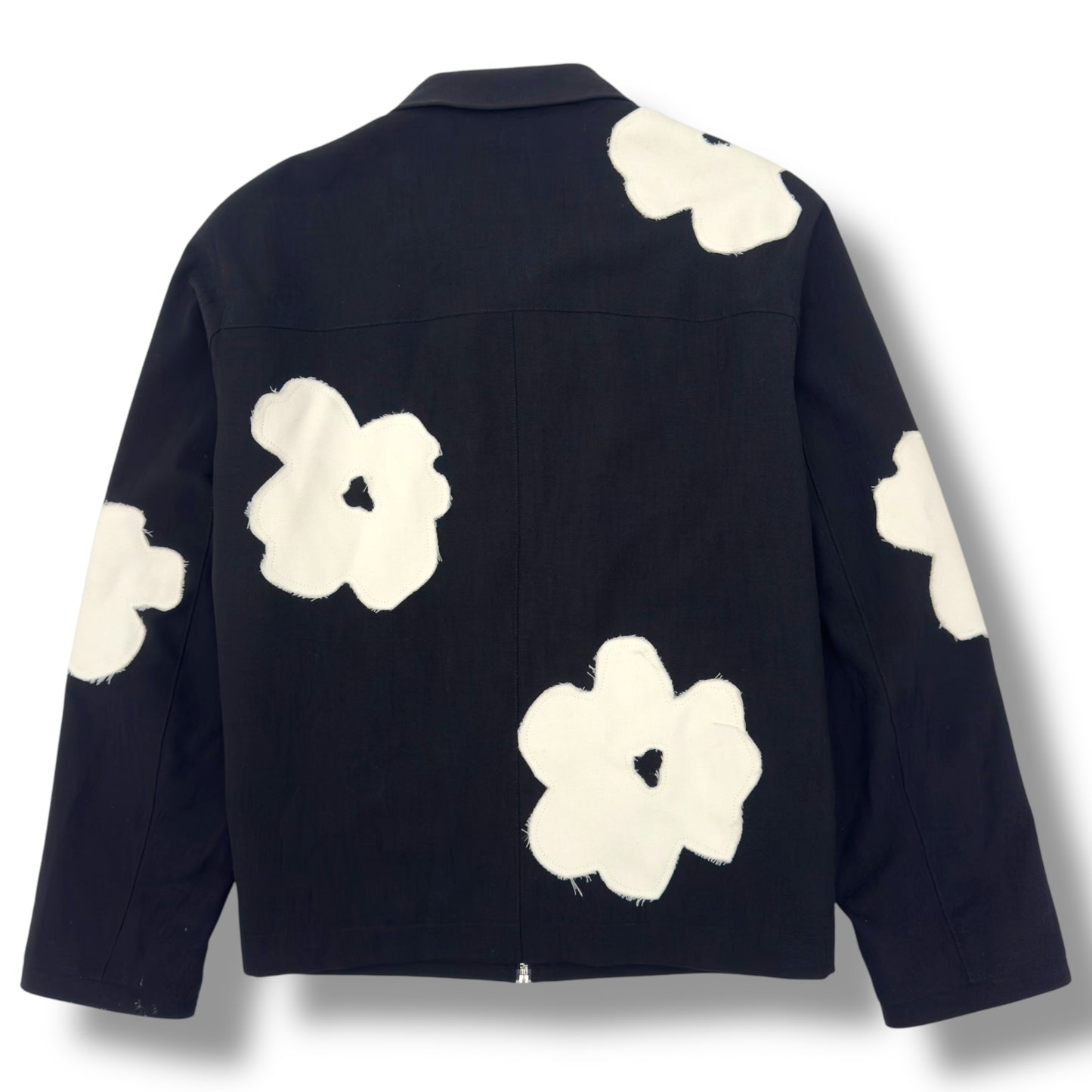 SANDRO PARIS FLOWER MOTIF ZIP UP JACKET BLACK / WHITE M