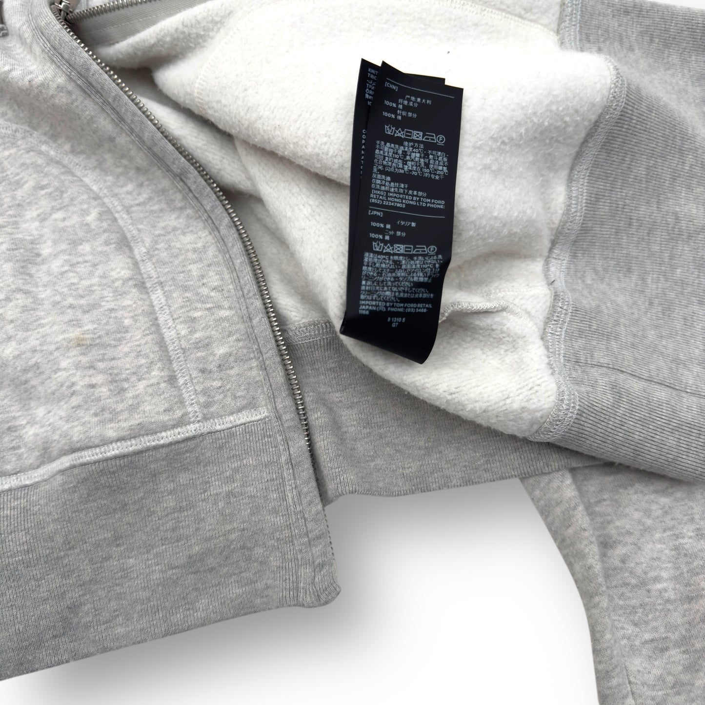 TOM FORD COTTON ZIP UP HOODIE GREY 52 / XL
