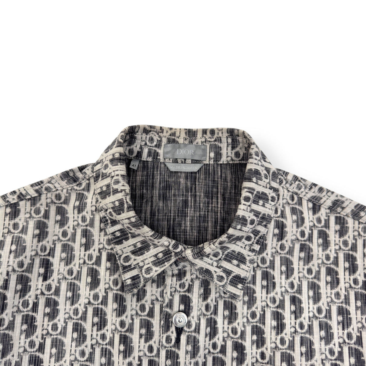 DIOR OBLIQUE KASURI COTTON DENIM SHIRT BLACK / WHITE 41 / L