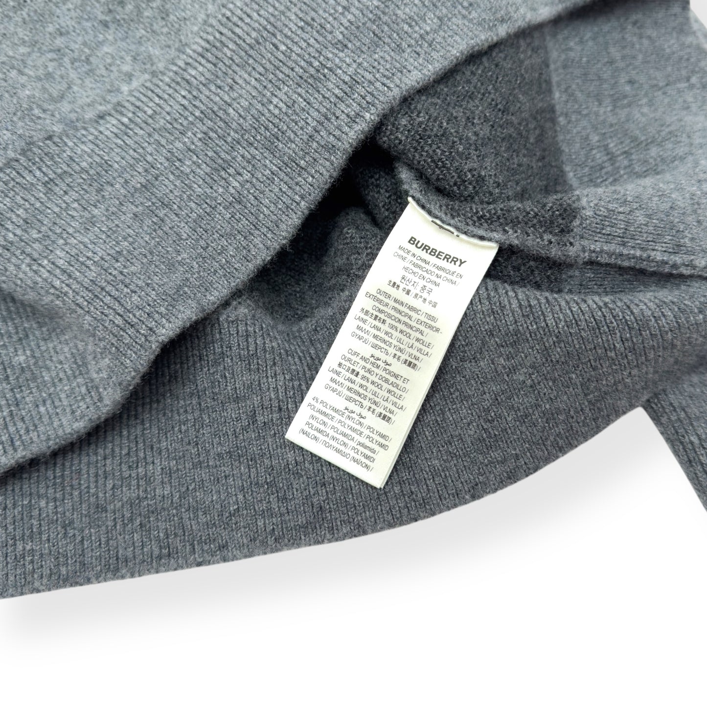 BURBERRY EKD WOOL JACQUARD HOODIE GREY L