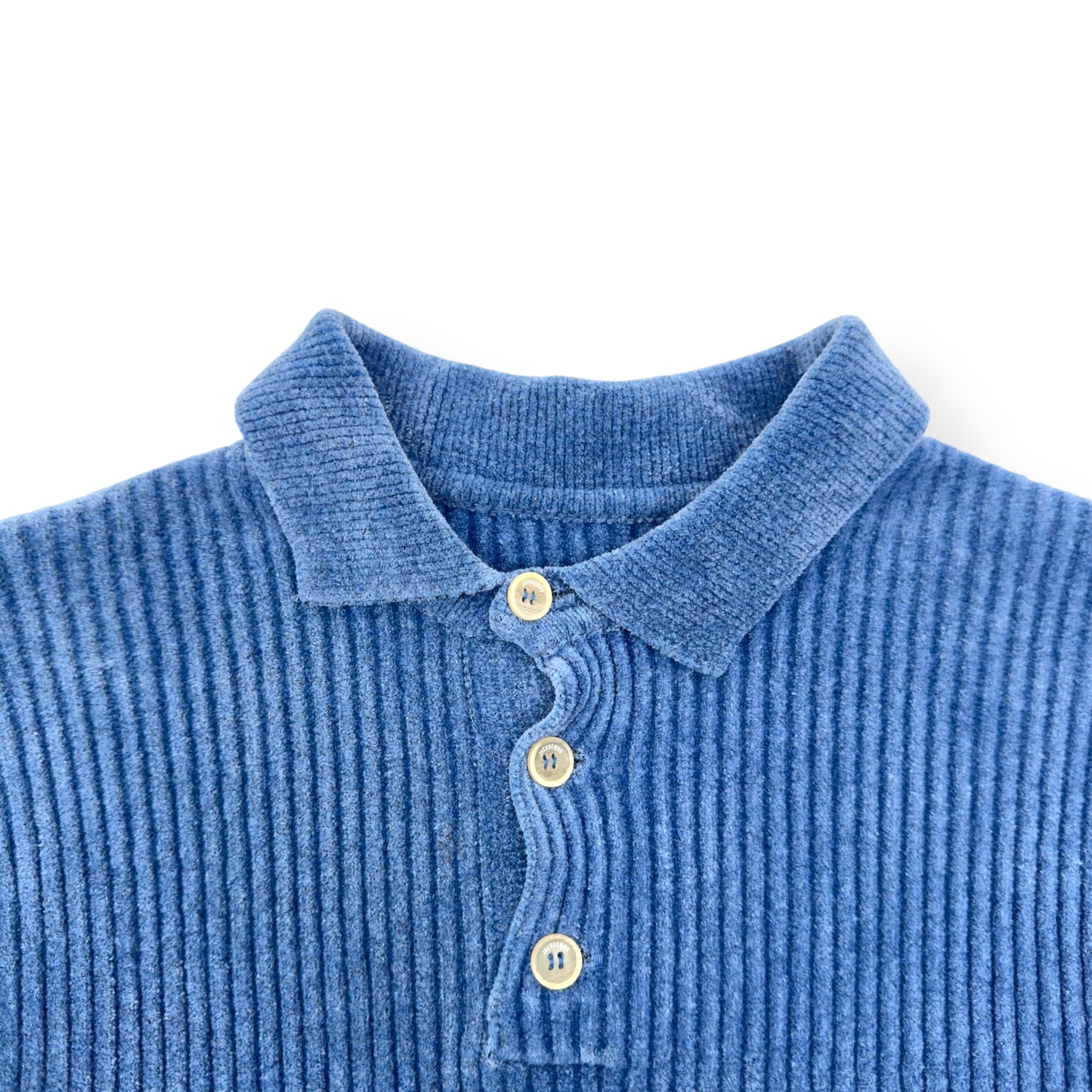JACQUEMUS LE DUCI RIBBED POLO SWEAETR BLUE M