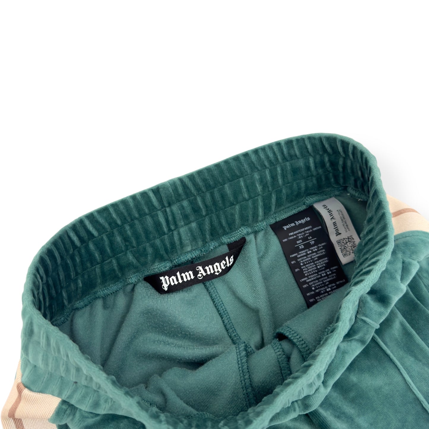 PALM ANGELS VELOUR STRAIGHT LEG TRACK PANTS GREEN XS