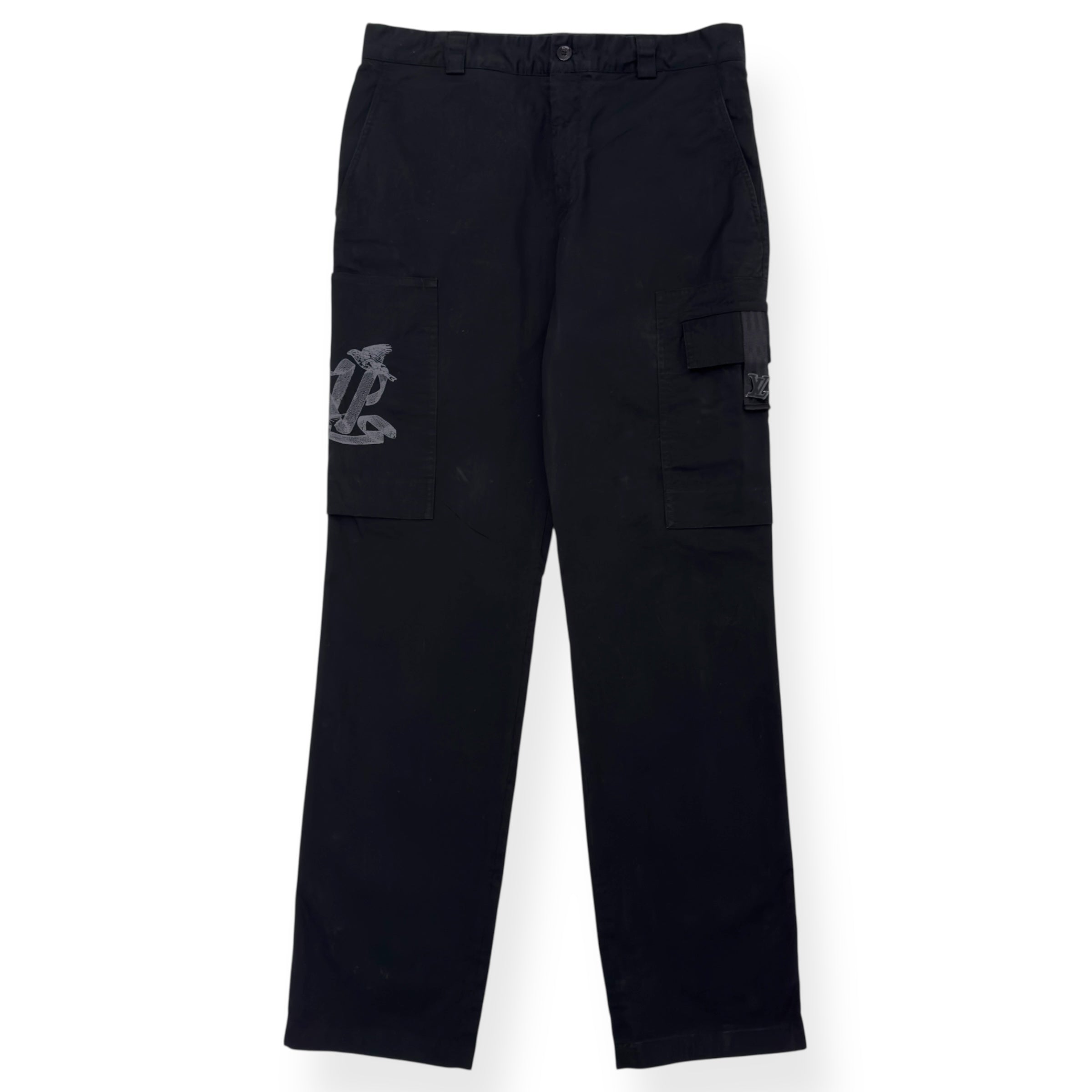 LOUIS VUITTON COTTON CARGO TROUSERS BLACK 52 / XL
