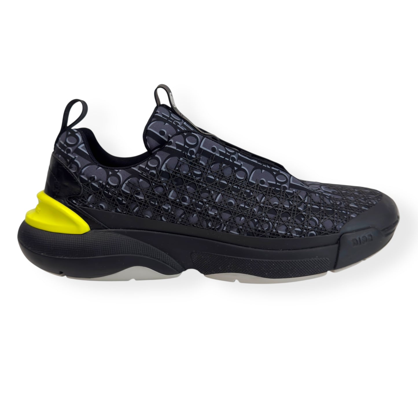 DIOR B24 OBLIQUE TECHNICAL FABRIC SNEAKER BLACK / YELLOW UK10