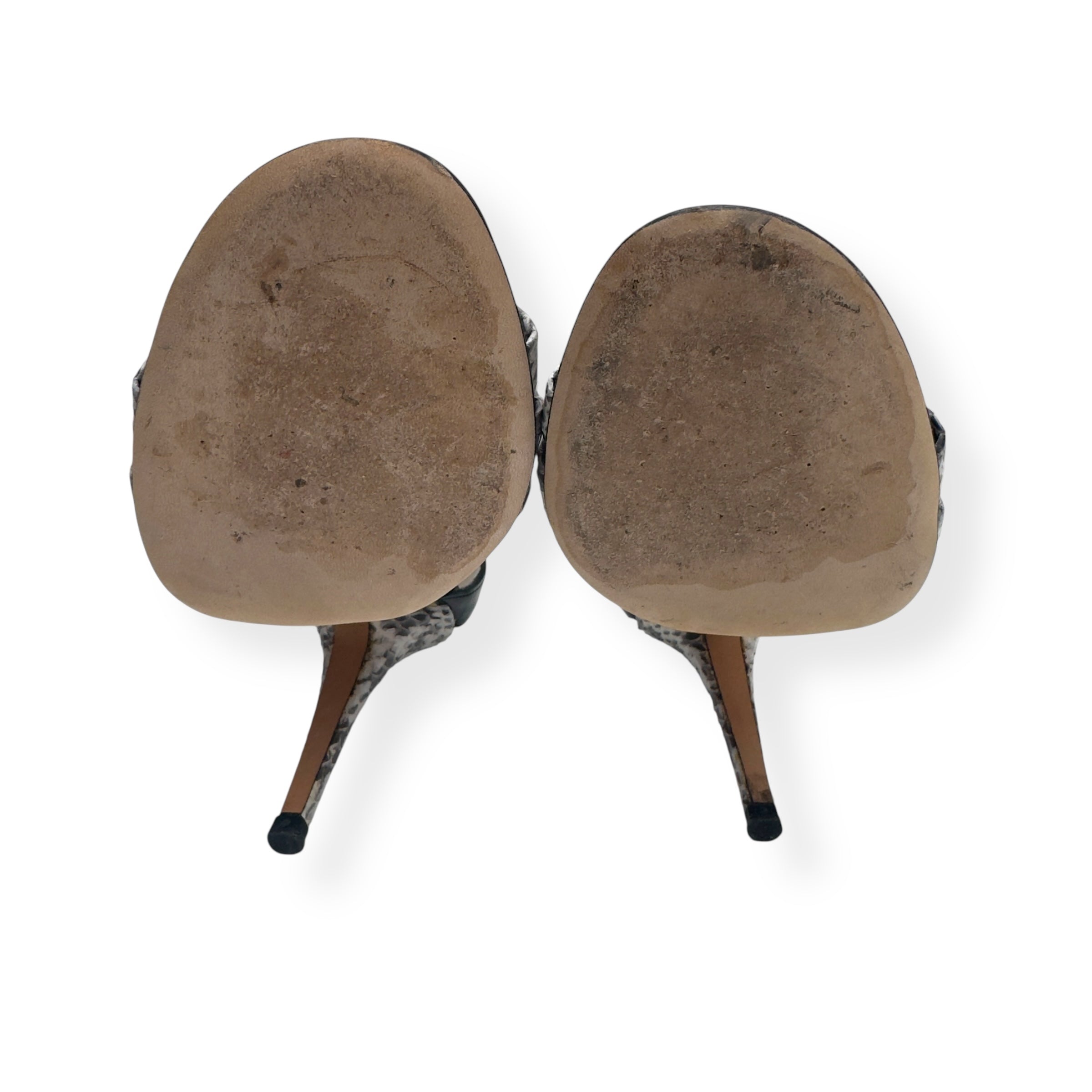 JIMMY CHOO ELAPHE PYTHON / PATENT LEATHER HEELS GREY / BLACK 36 / UK3