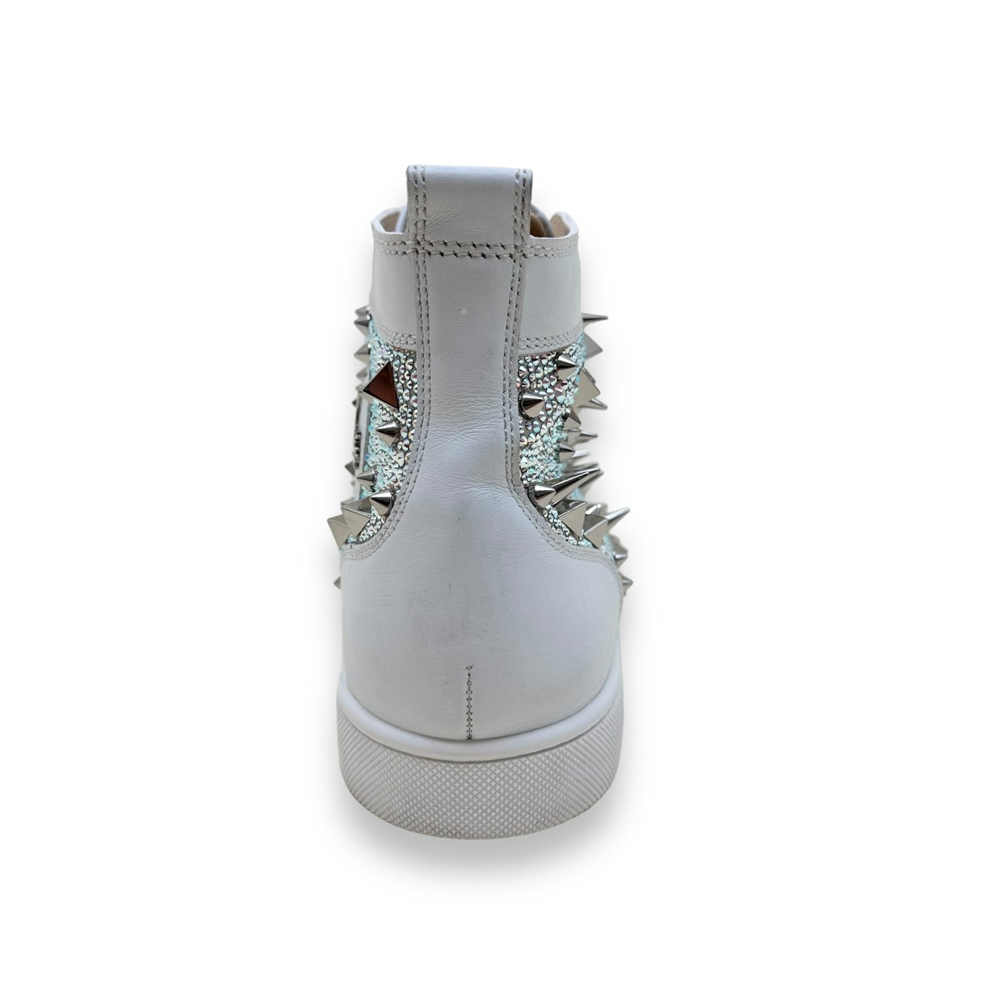 CHRISTIAN LOUBOUTIN PIK SPIKE HIGH TOP SNEAKER WHITE / SILVER UK8