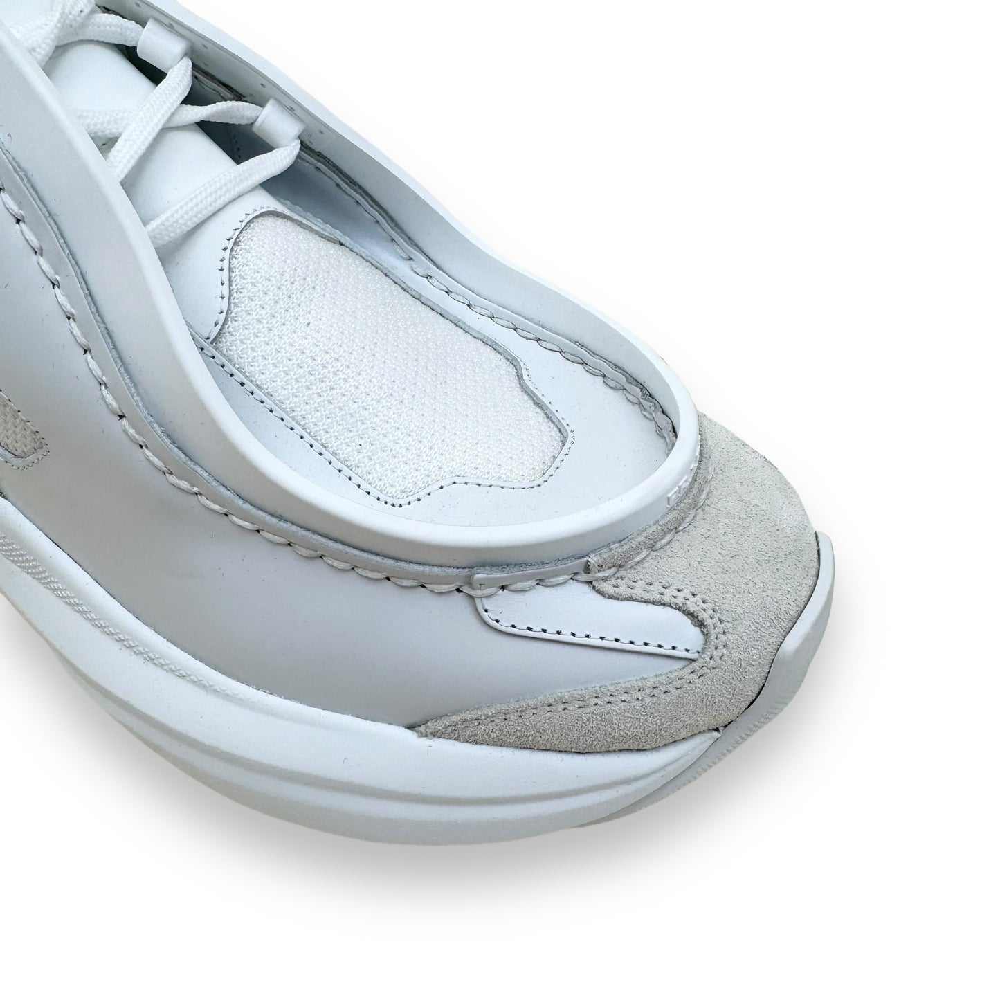 PRADA SYSTEME BRUSHED LEATHER SNEAKER WHITE UK9.5