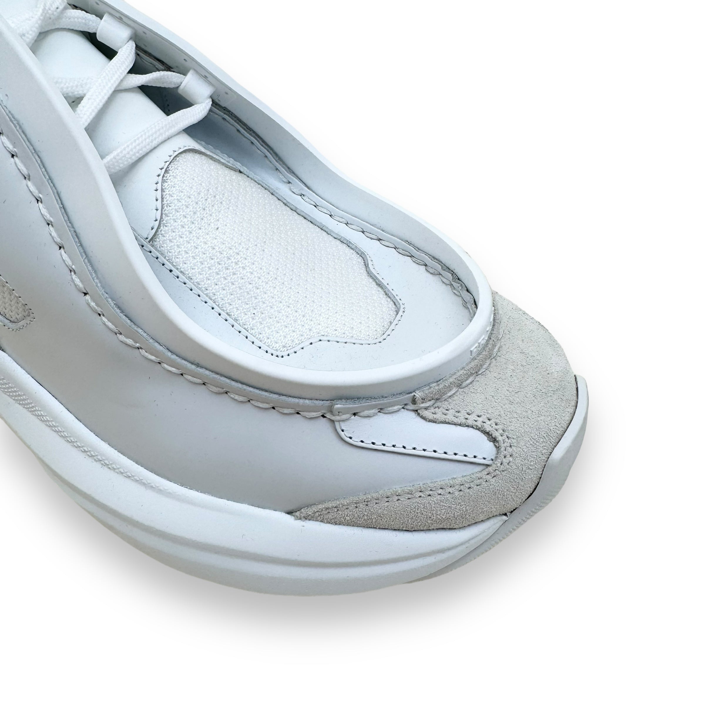 PRADA SYSTEME BRUSHED LEATHER SNEAKER WHITE UK9.5