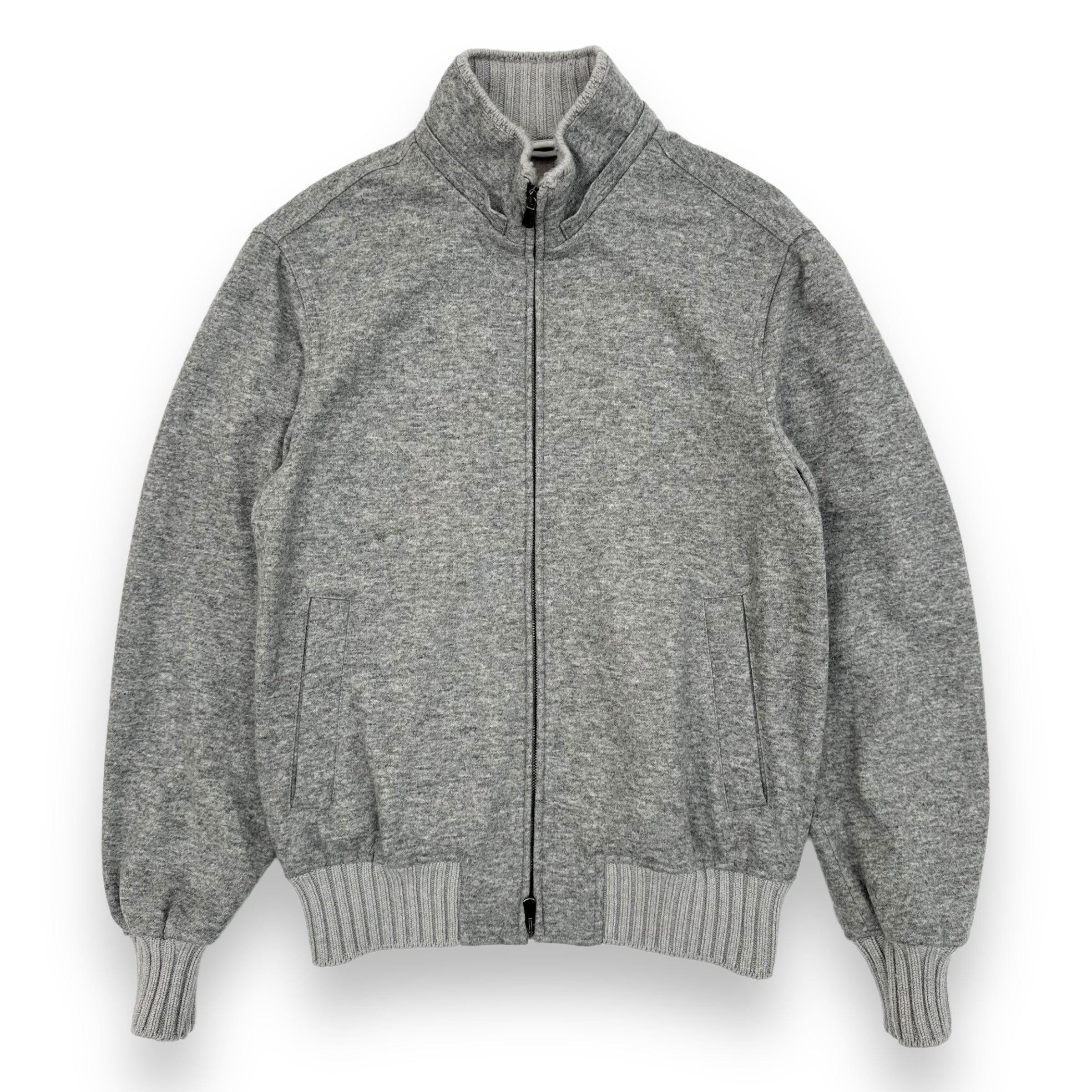 THOM SWEENEY CASHMERE BLEND BESPOKE ZIP-UP BOMBER JACKET GREY L