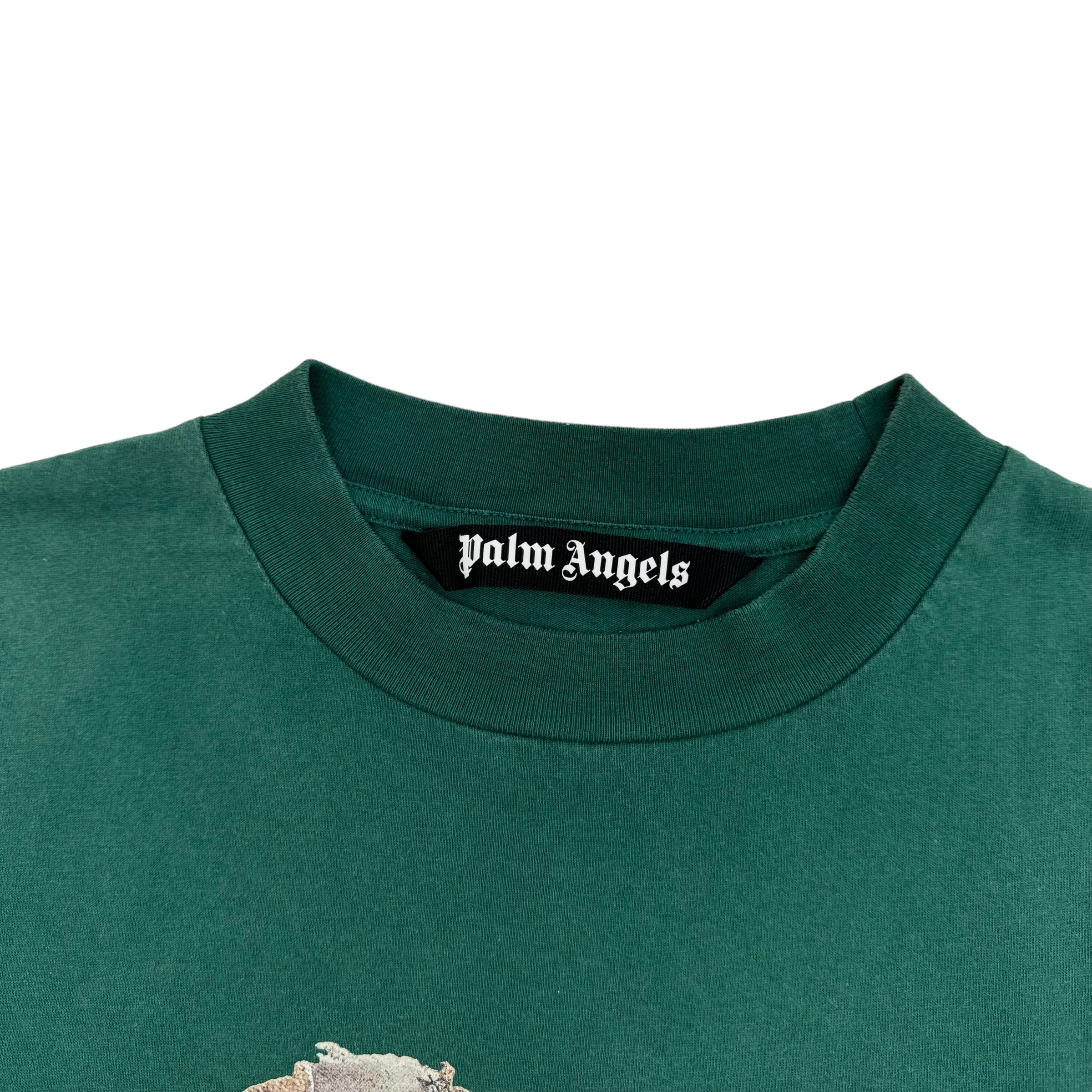 PALM ANGELS SPRAY PAINT BEAR T-SHIRT GREEN M