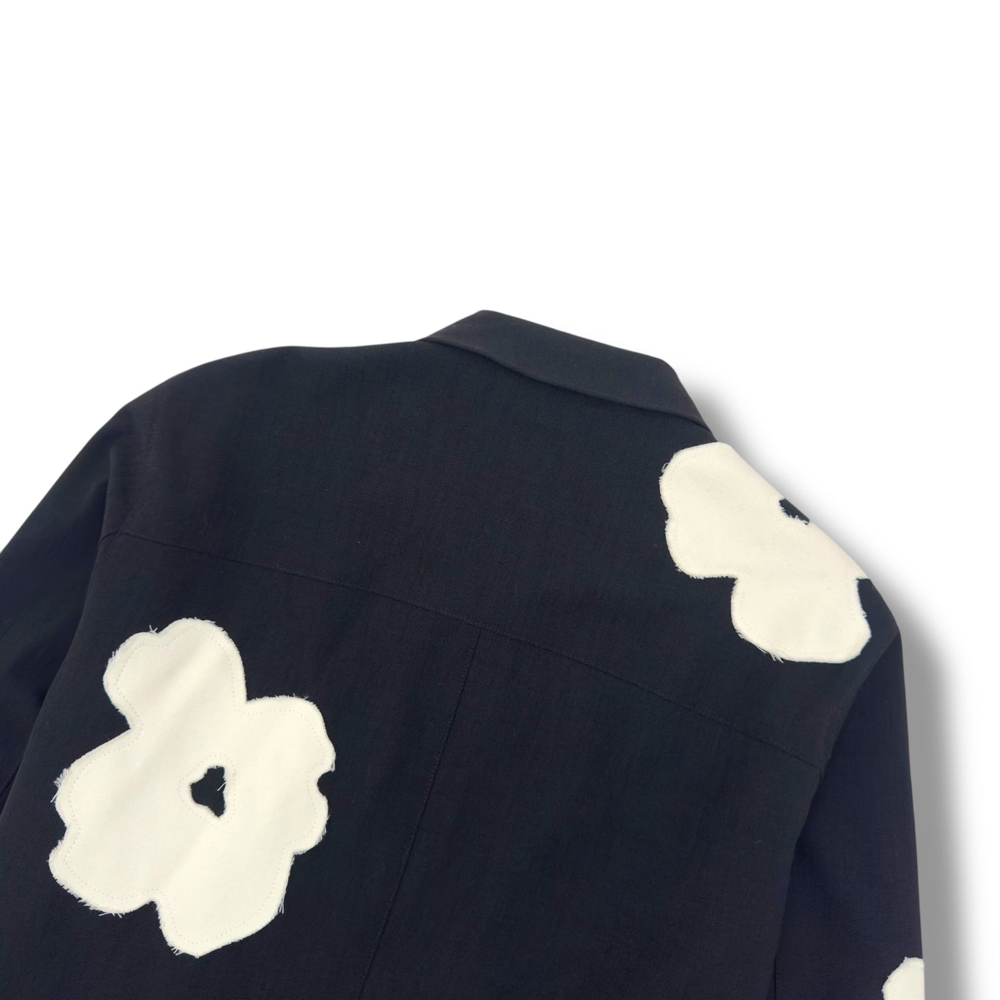SANDRO PARIS FLOWER MOTIF ZIP UP JACKET BLACK / WHITE M