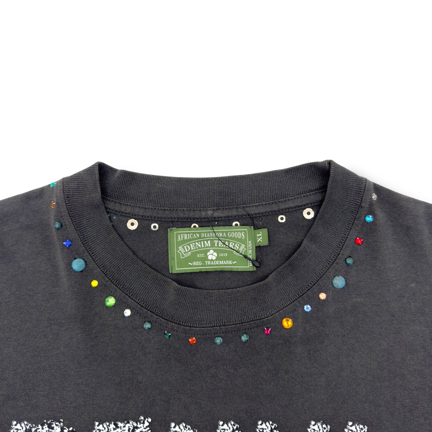 DENIM TEARS X DOVER STREET MARKET RHINESTONE WREATH T-SHIRT GREY XL