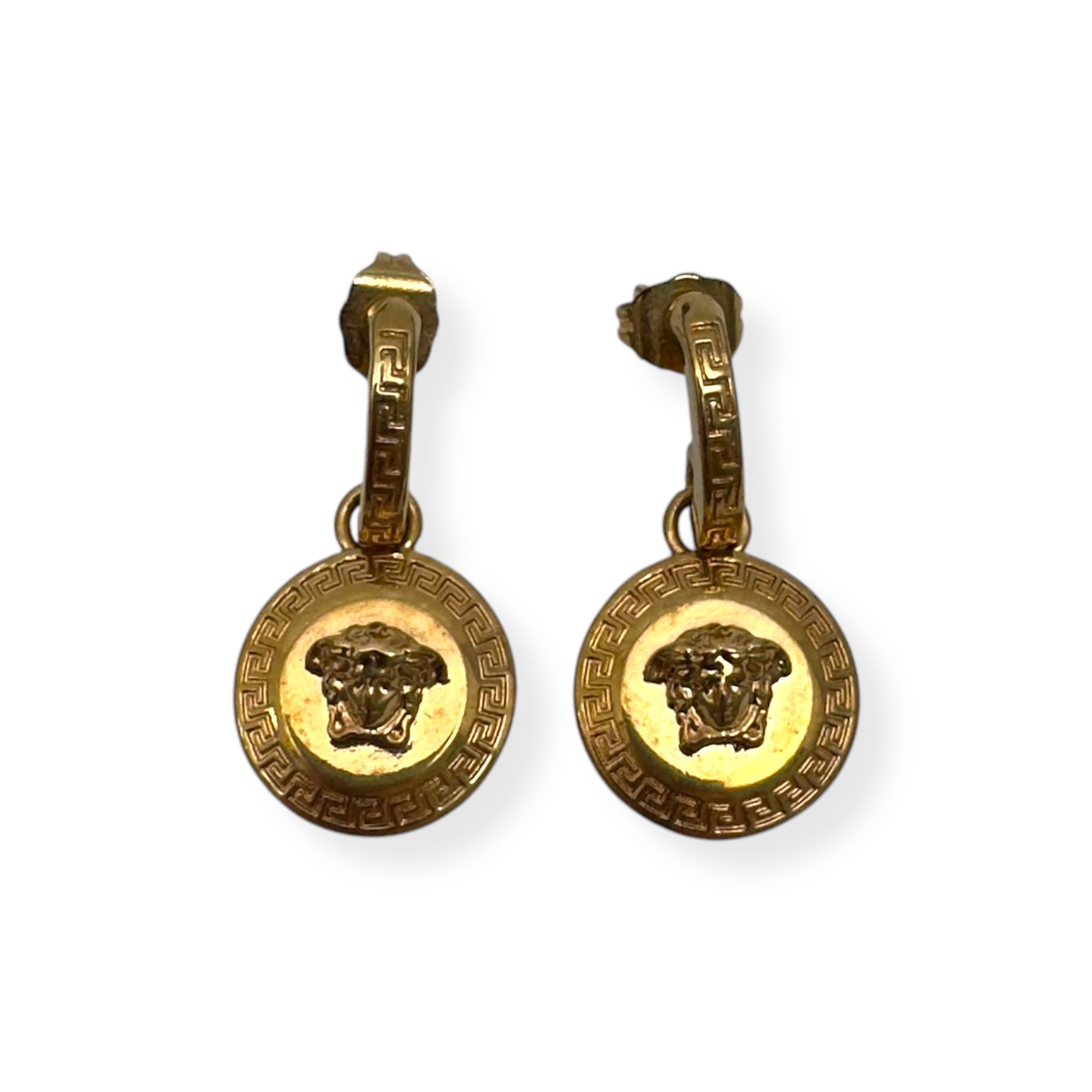 VERSACE WOMENS TRIBUTE MEDUSA STUD EARRINGS GOLD