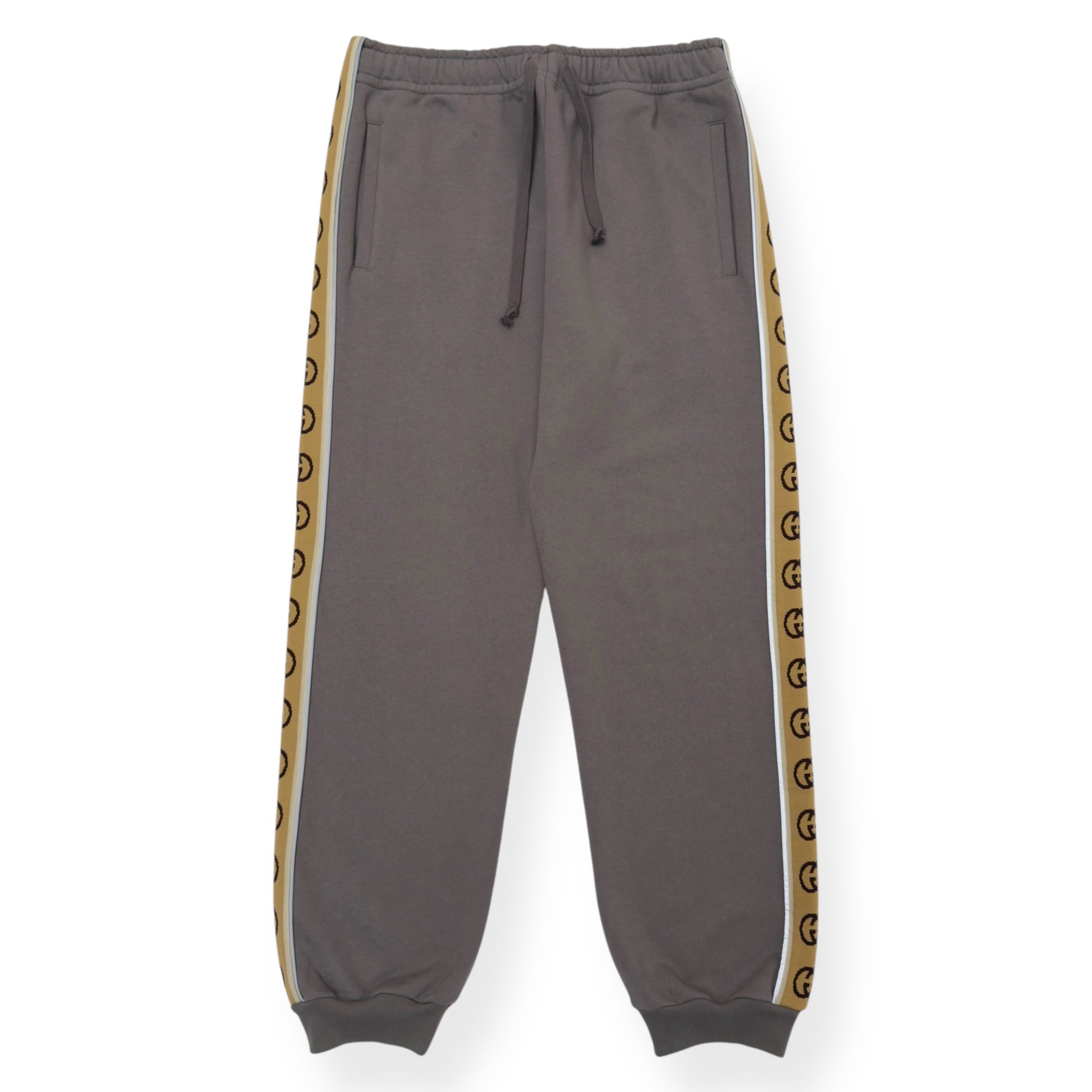 GUCCI TAPE DETAIL COTTON SWEATPANTS GREY L