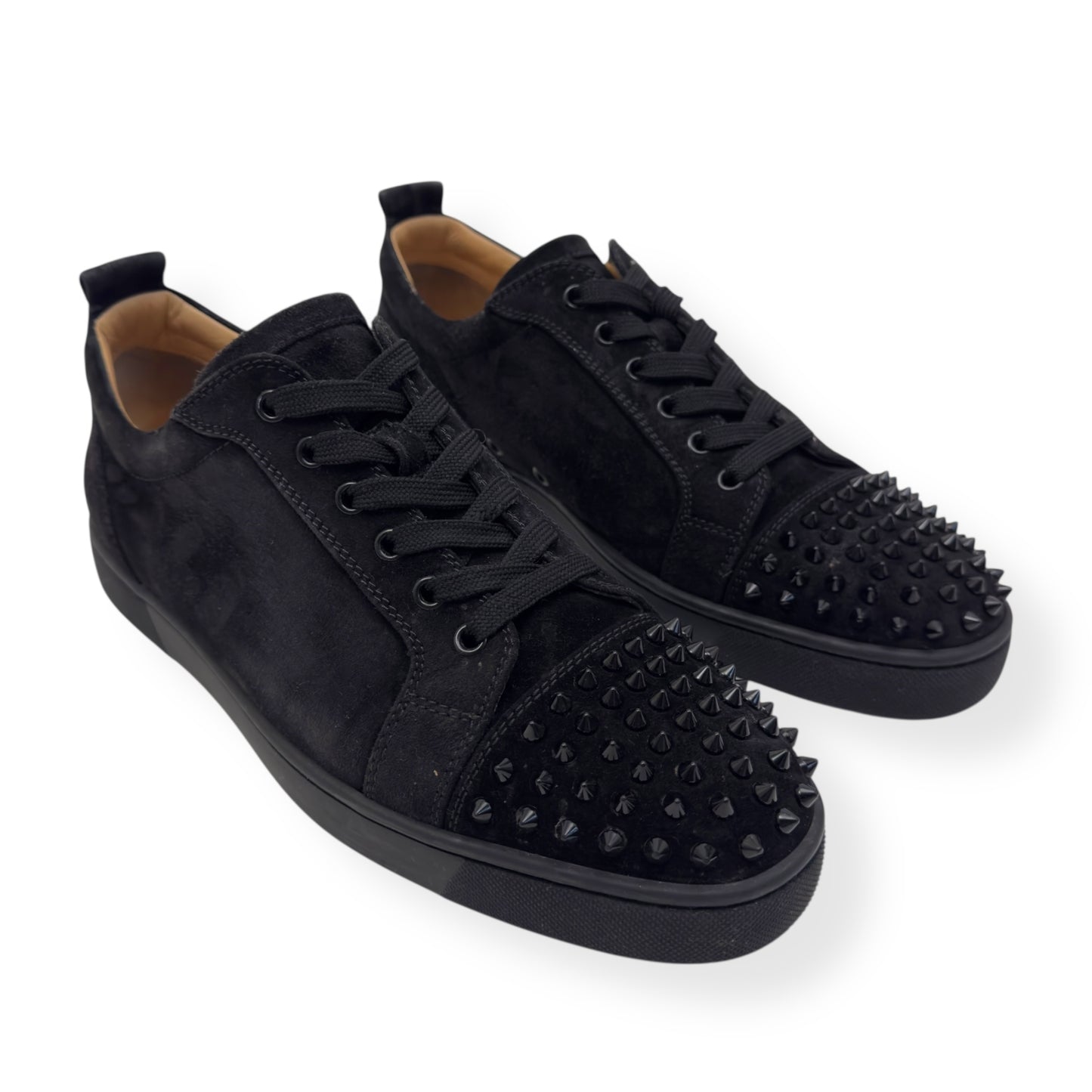 CHRISTIAN LOUBOUTIN LOUIS JUNIOR SPIKES SUEDE SNEAKER BLACK UK9.5