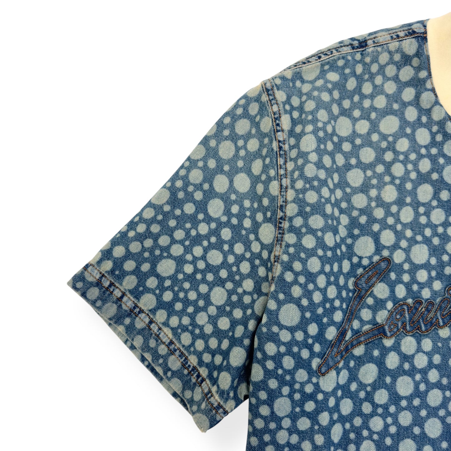 LOUIS VUITTON X YAYOI KUSAMA DOT BASEBALL SHIRT BLUE / WHITE L