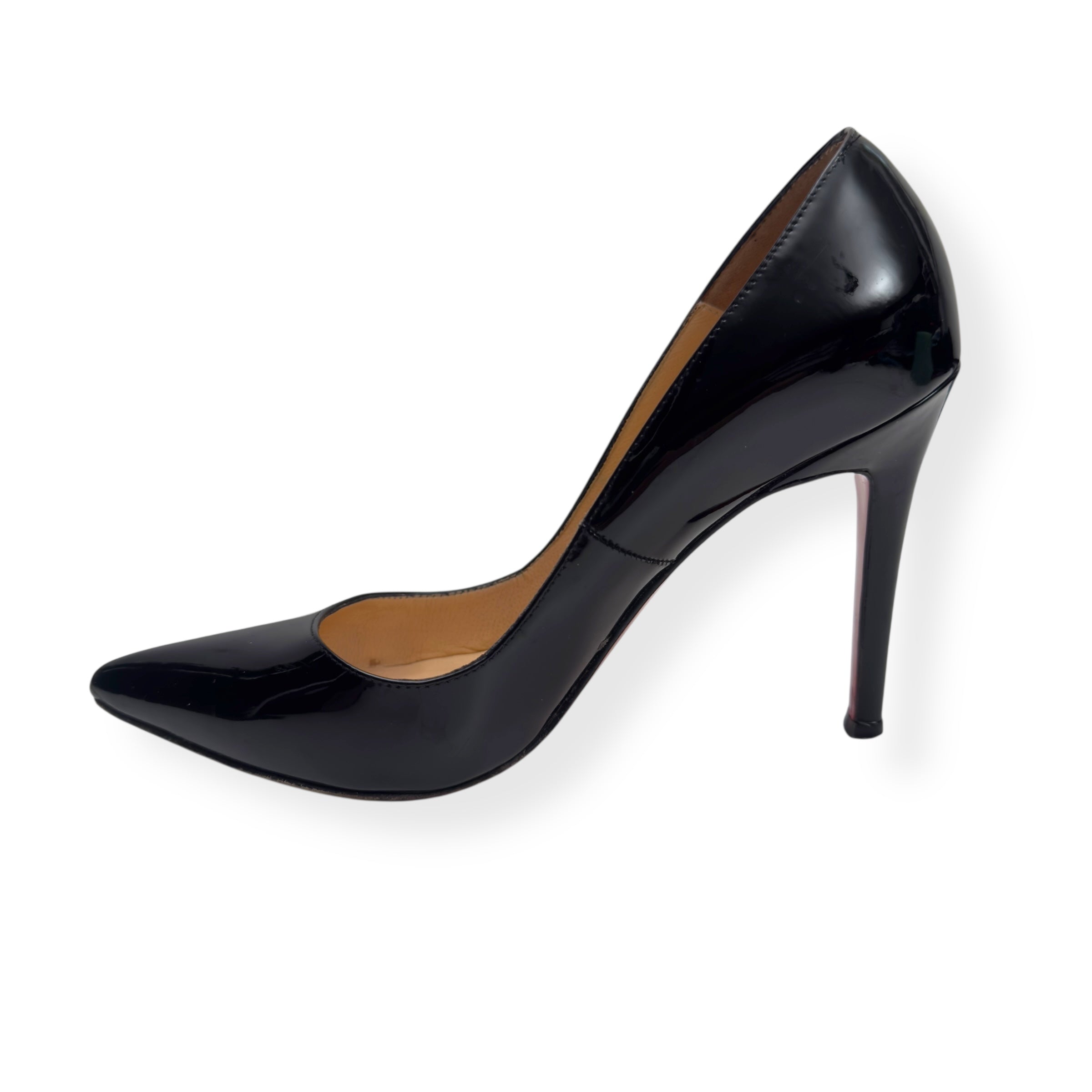 CHRISTIAN LOUBOUTIN PIGALLE 100MM PATENT LEATHER HEELS BLACK / RED 36 / UK3