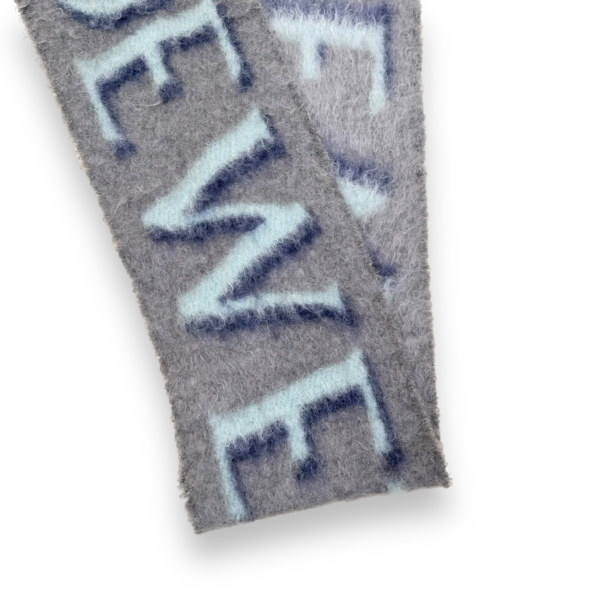 LOEWE WOOL-BLEND LOGO SCARF BLUE / GREY O/S