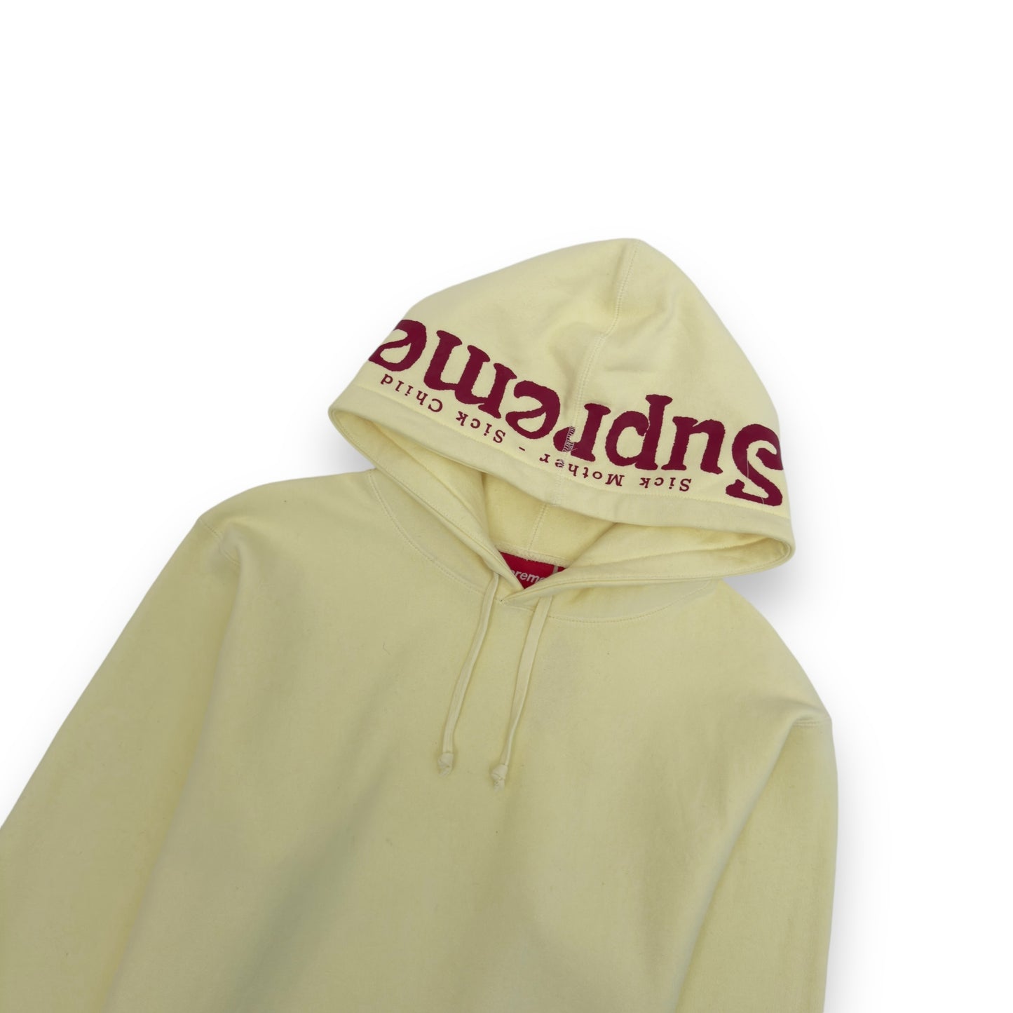 SUPREME SICK MOTHER HOODIE PALE YELLOW / RED XL