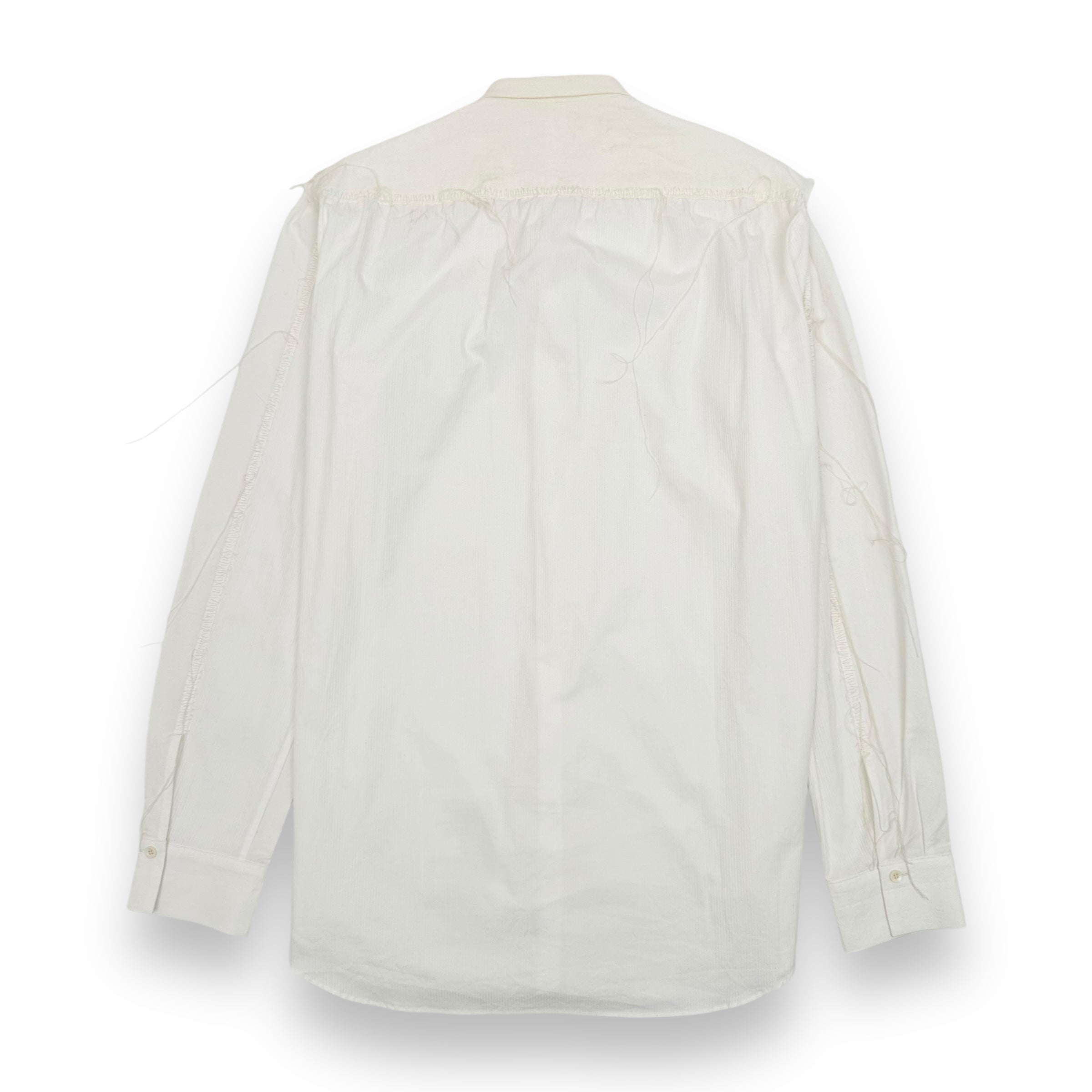 DUELLUM BUTTON DOWN DISTRESSED COTTON / LINEN SHIRT CREAM XXL