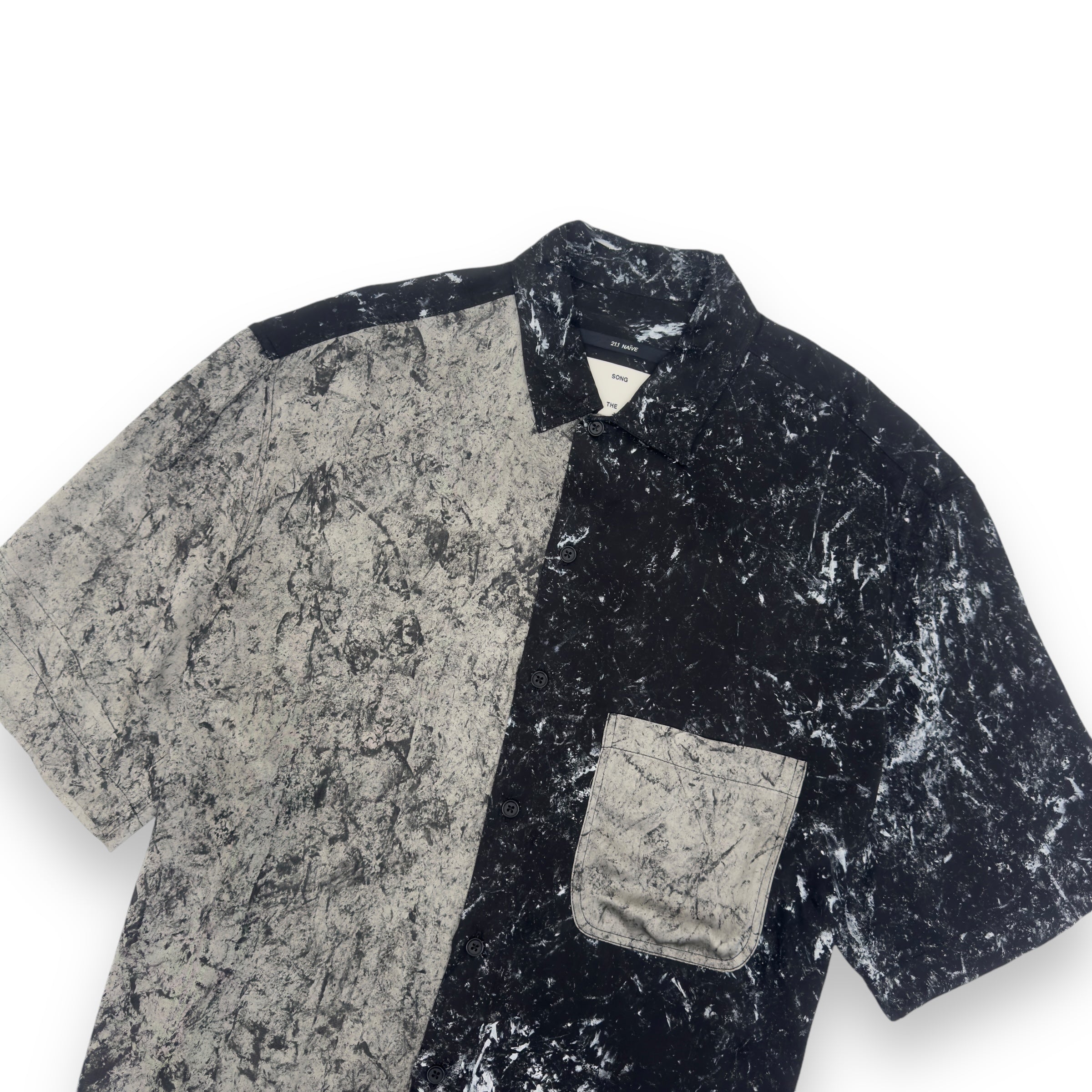 SONG FOR THE MUTE PAINT-SPLATTER SHORT SLEEVE SHIRT BLACK / GREY XL