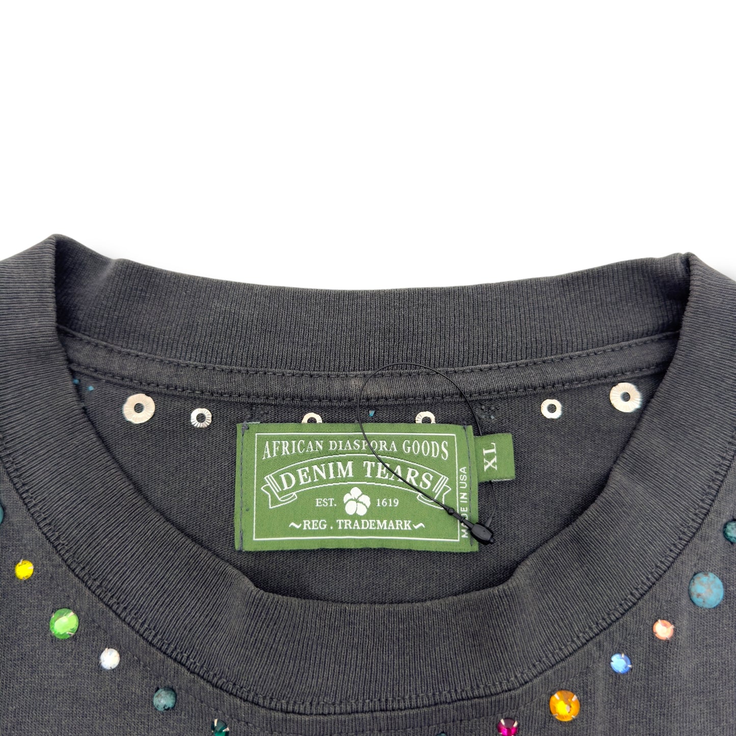 DENIM TEARS X DOVER STREET MARKET RHINESTONE WREATH T-SHIRT GREY XL