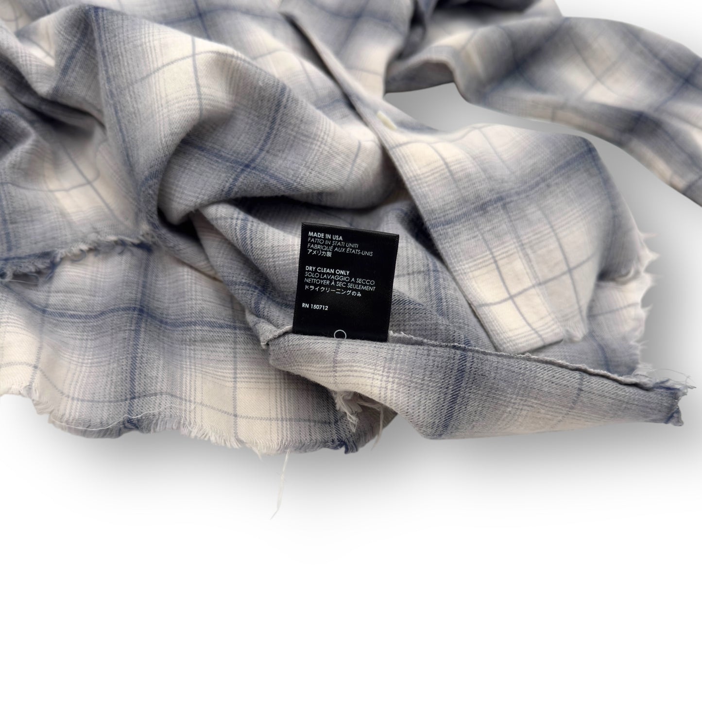 AMIRI FLANNEL LOGO APPLIQUÉ BRUSHED COTTON SHIRT BLUE / BLACK M