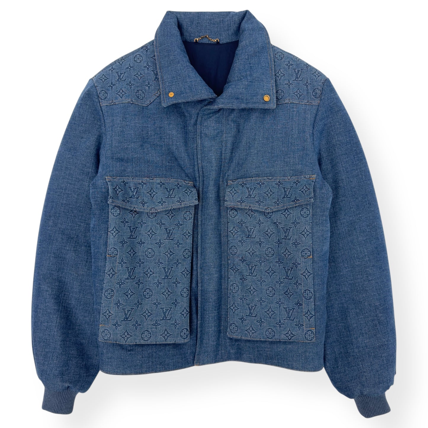 LOUIS VUITTON MONOGRAM PADDED DENIM JACKET INDIGO FR52 / L