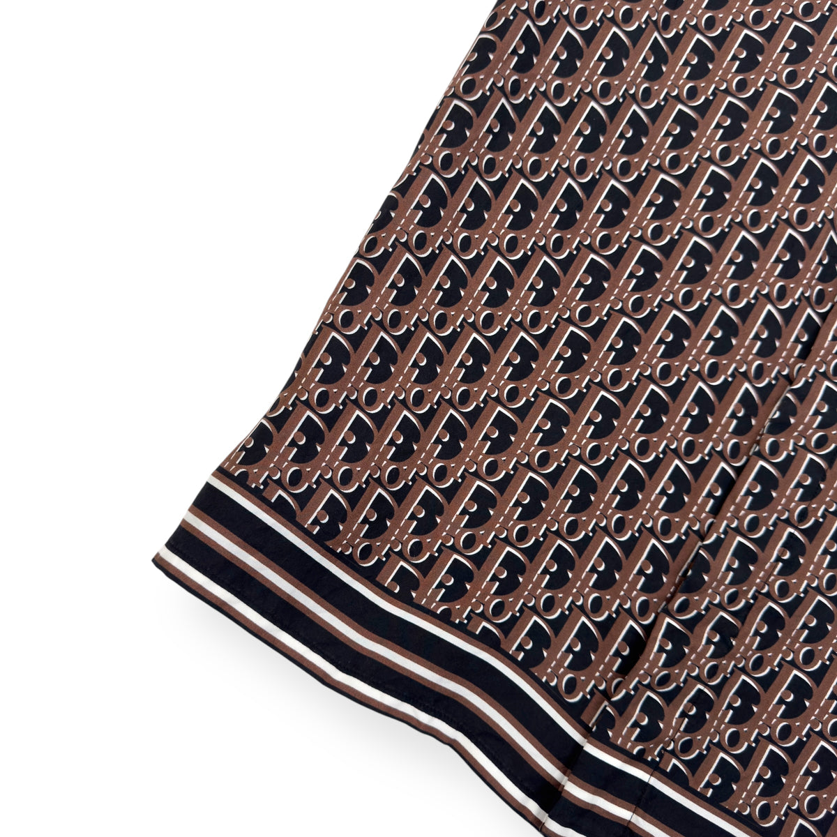 DIOR OBLIQUE SILK MONOGRAM SHIRT BROWN 40 / M