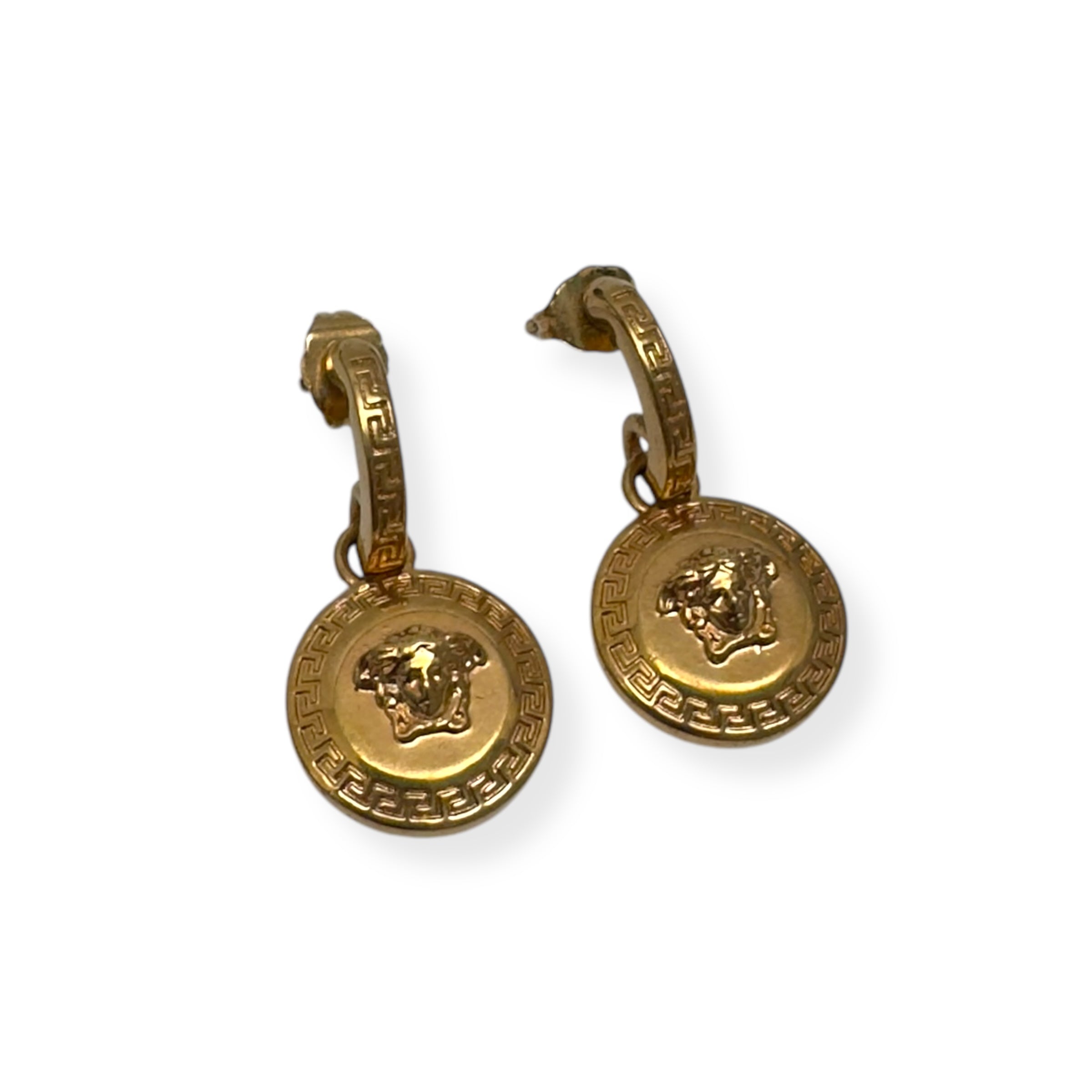 VERSACE WOMENS TRIBUTE MEDUSA STUD EARRINGS GOLD