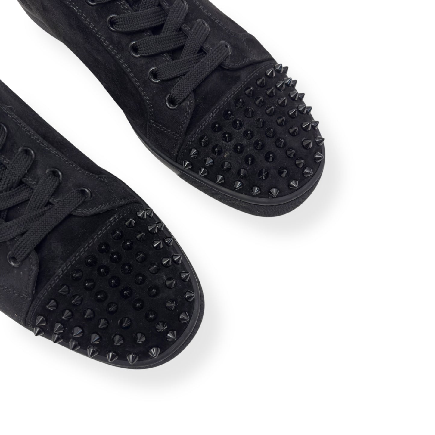 CHRISTIAN LOUBOUTIN LOUIS JUNIOR SPIKES SUEDE SNEAKER BLACK UK9.5