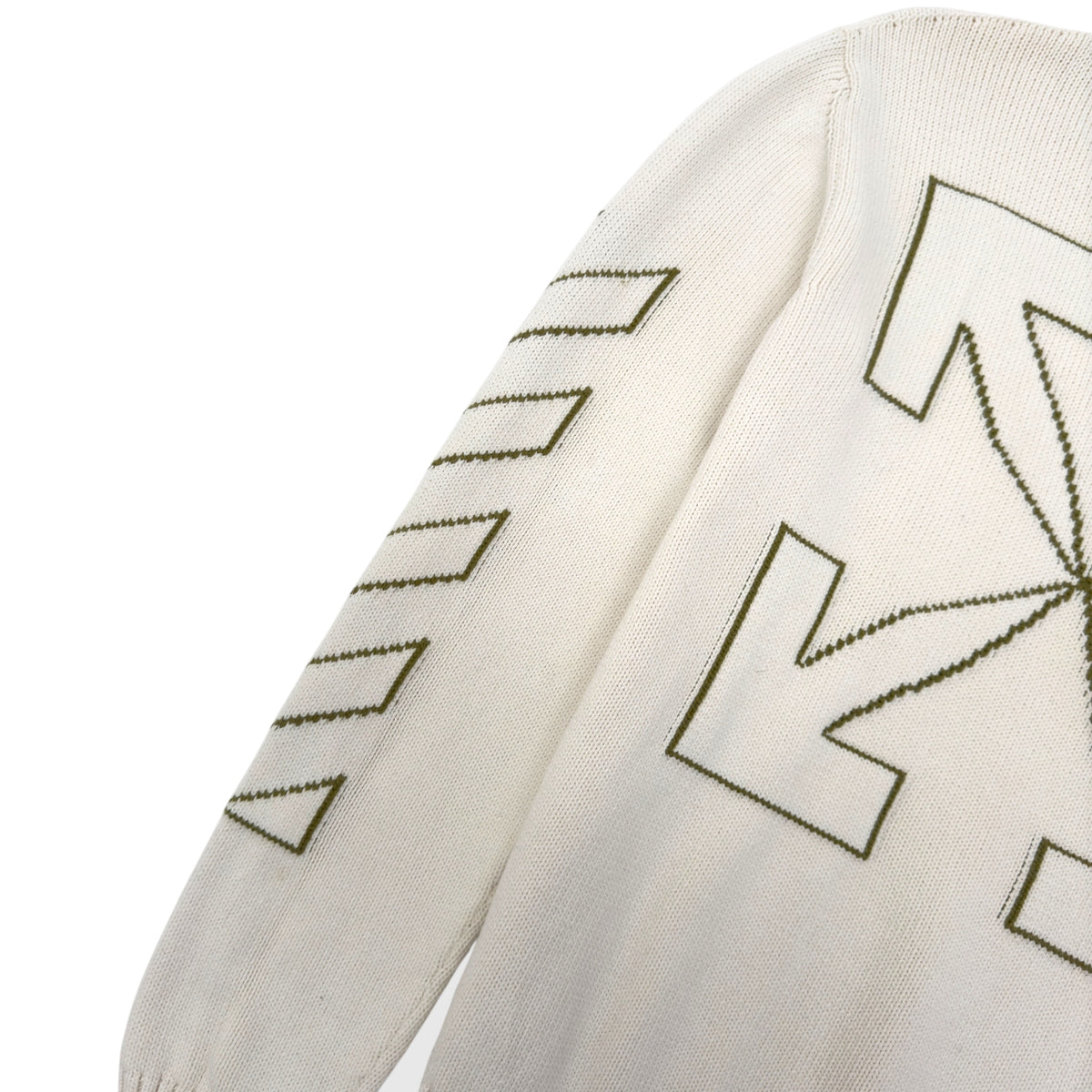 OFF-WHITE ARROW DIAG OUTLINE KNITTED SWEATER TOFU / GREEN XL