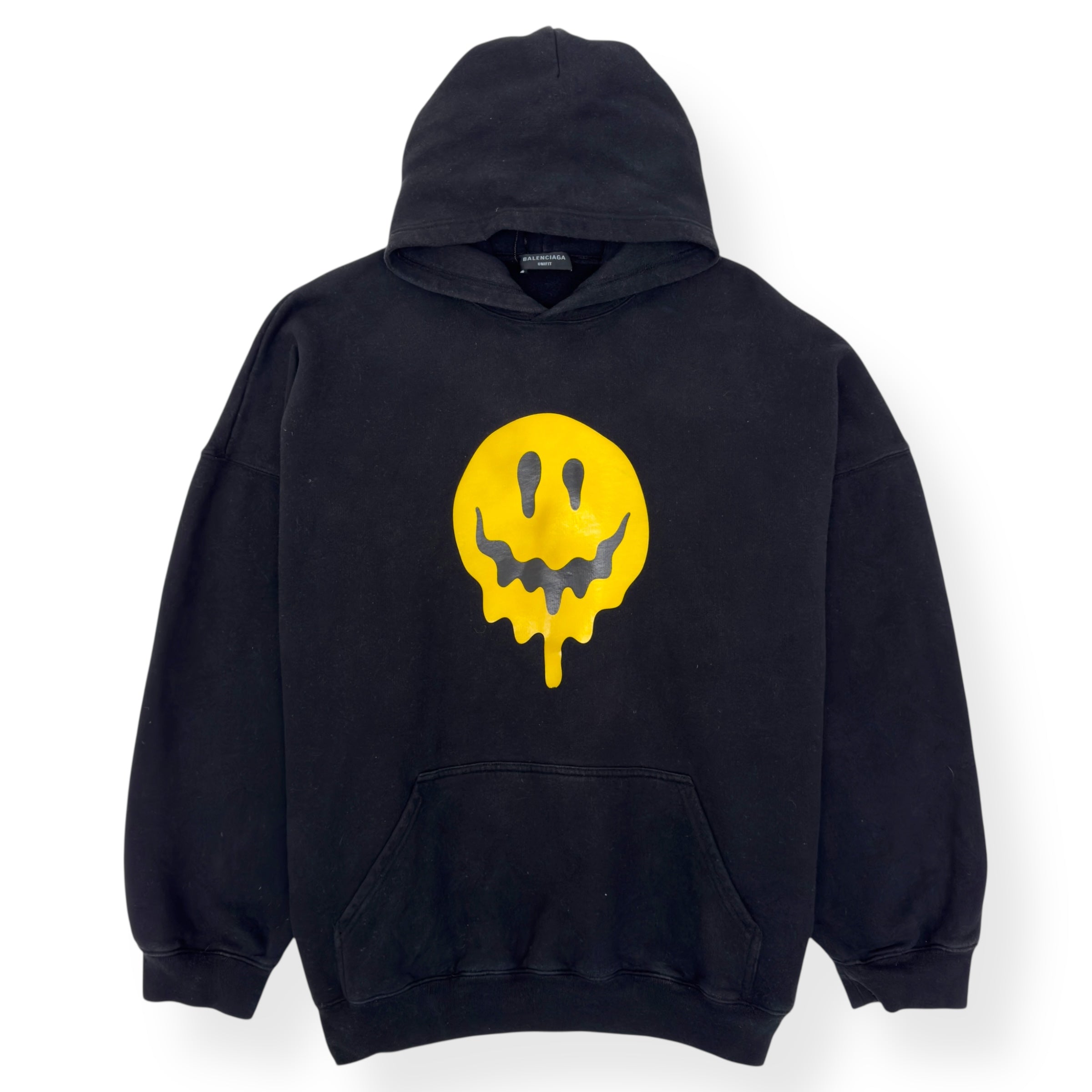 BALENCIAGA SMILEY HOODIE BLACK / YELLOW M