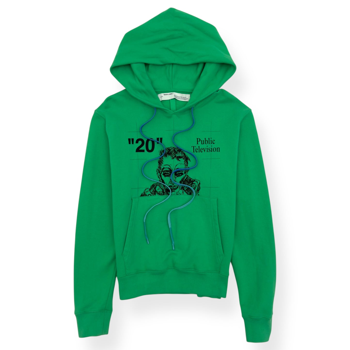 OFF-WHITE PUBLIC TELEVISION HOODIE GREEN / BLACK L