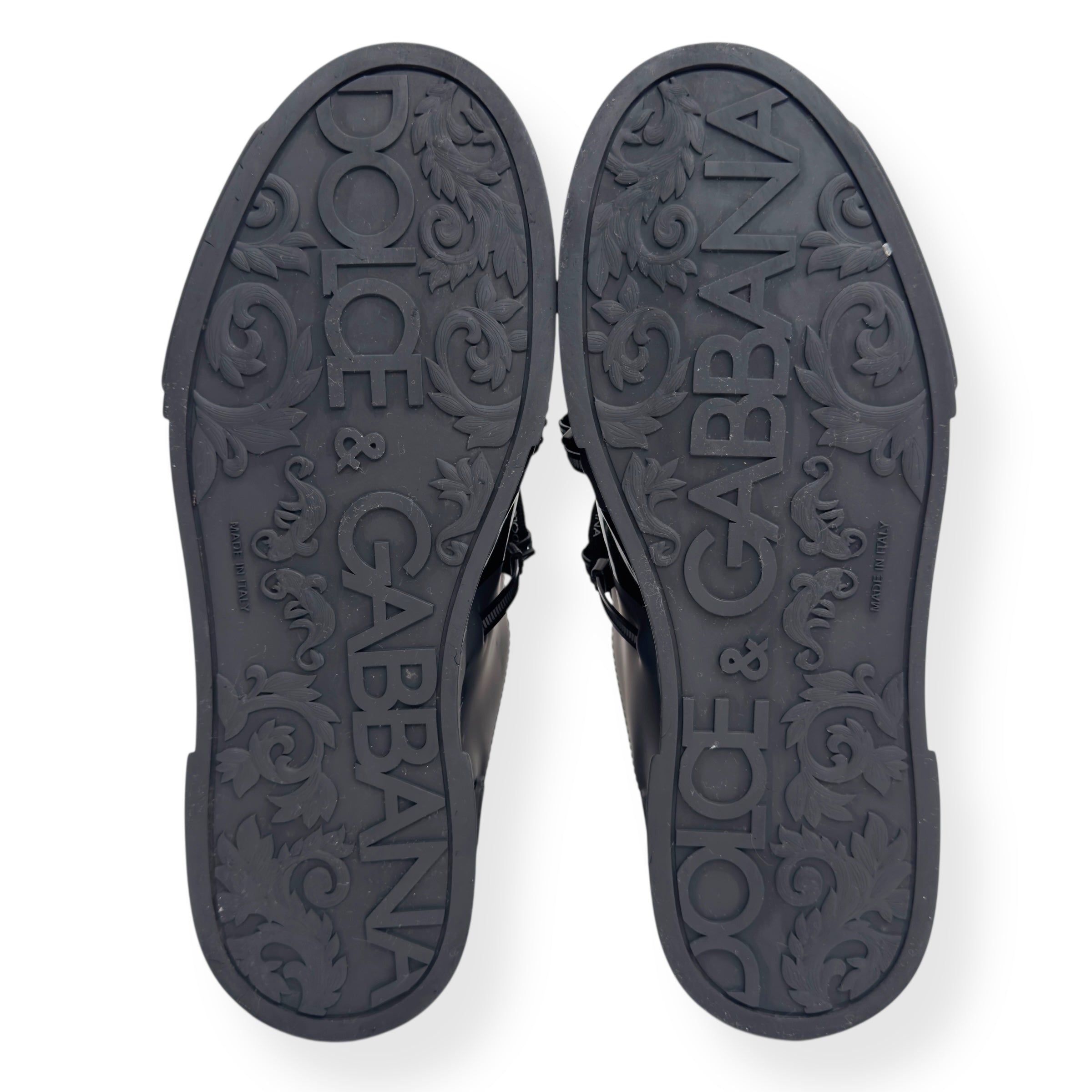 DOLCE & GABBANA PORTOFINO LEATHER SNEAKER BLACK UK9.5