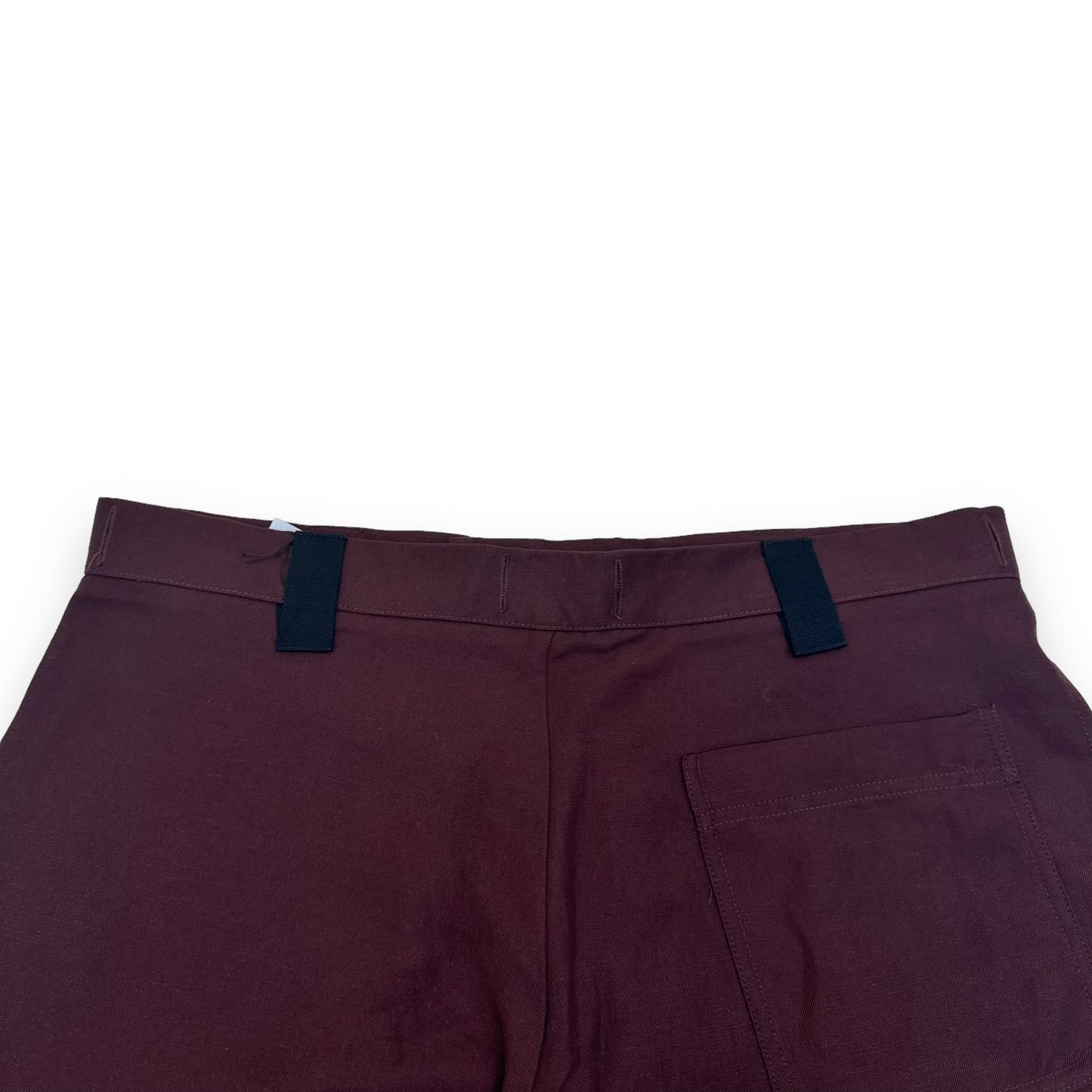 JACQUEMUS LE RAPHIA LINEN SHORTS BURGUNDY XL