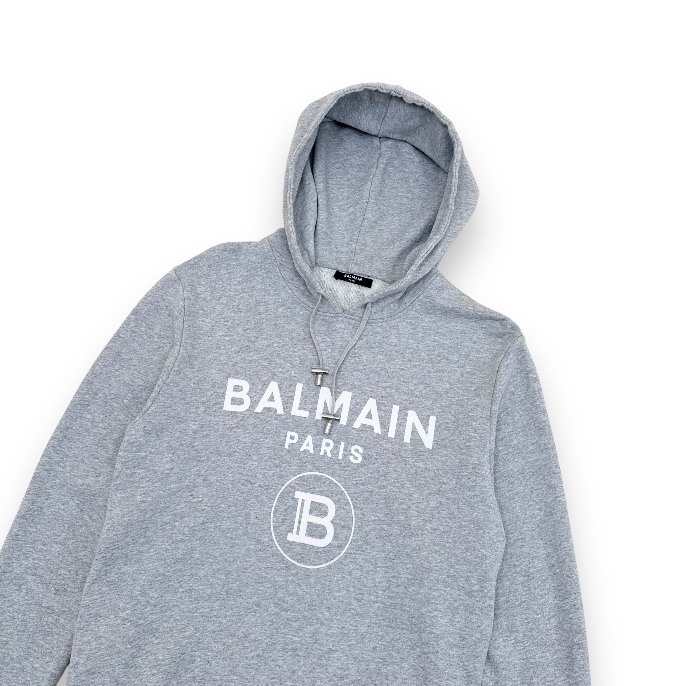 BALMAIN PARIS HOODIE GREY M