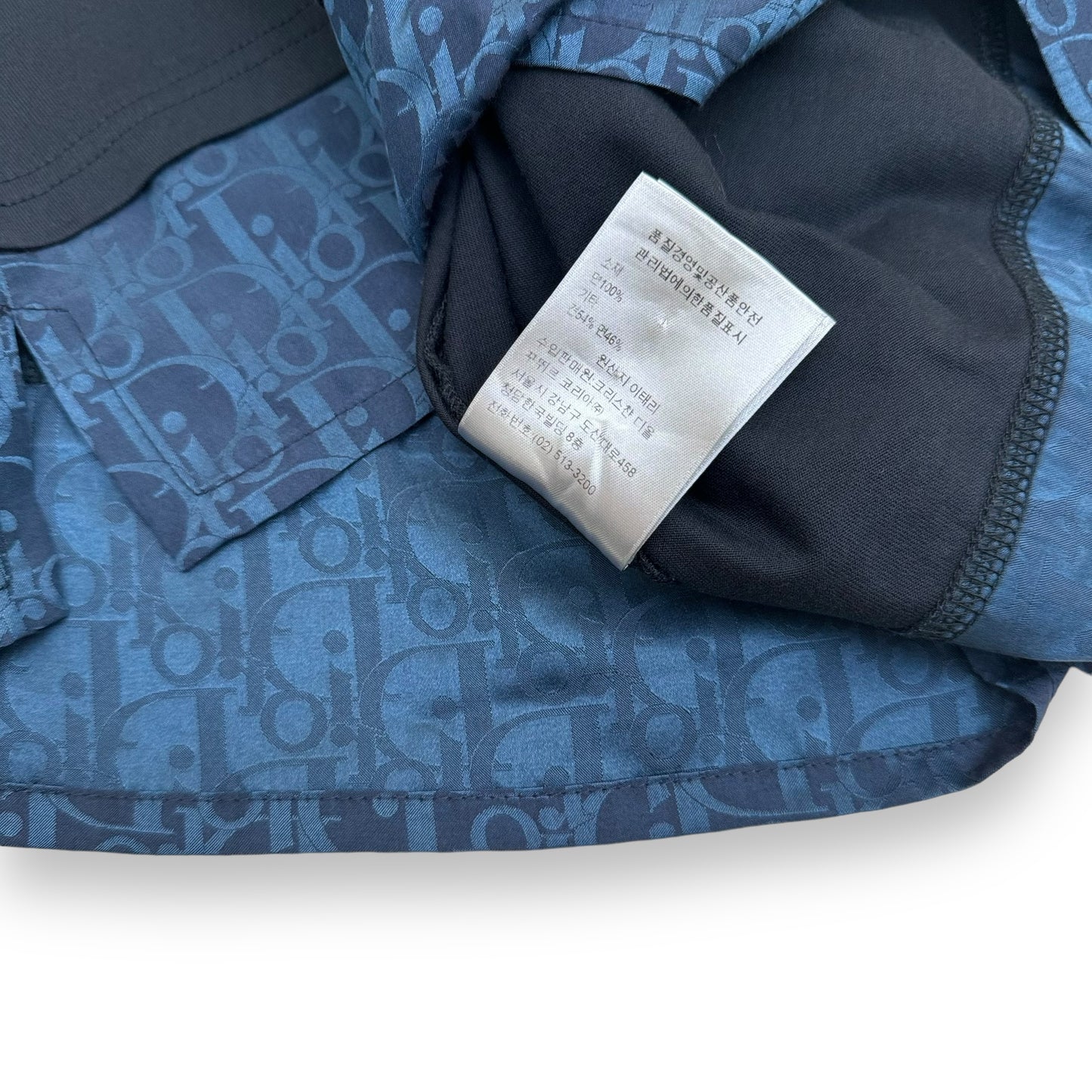 DIOR OBLIQUE LAYERED SILK TRIM T-SHIRT NAVY XL