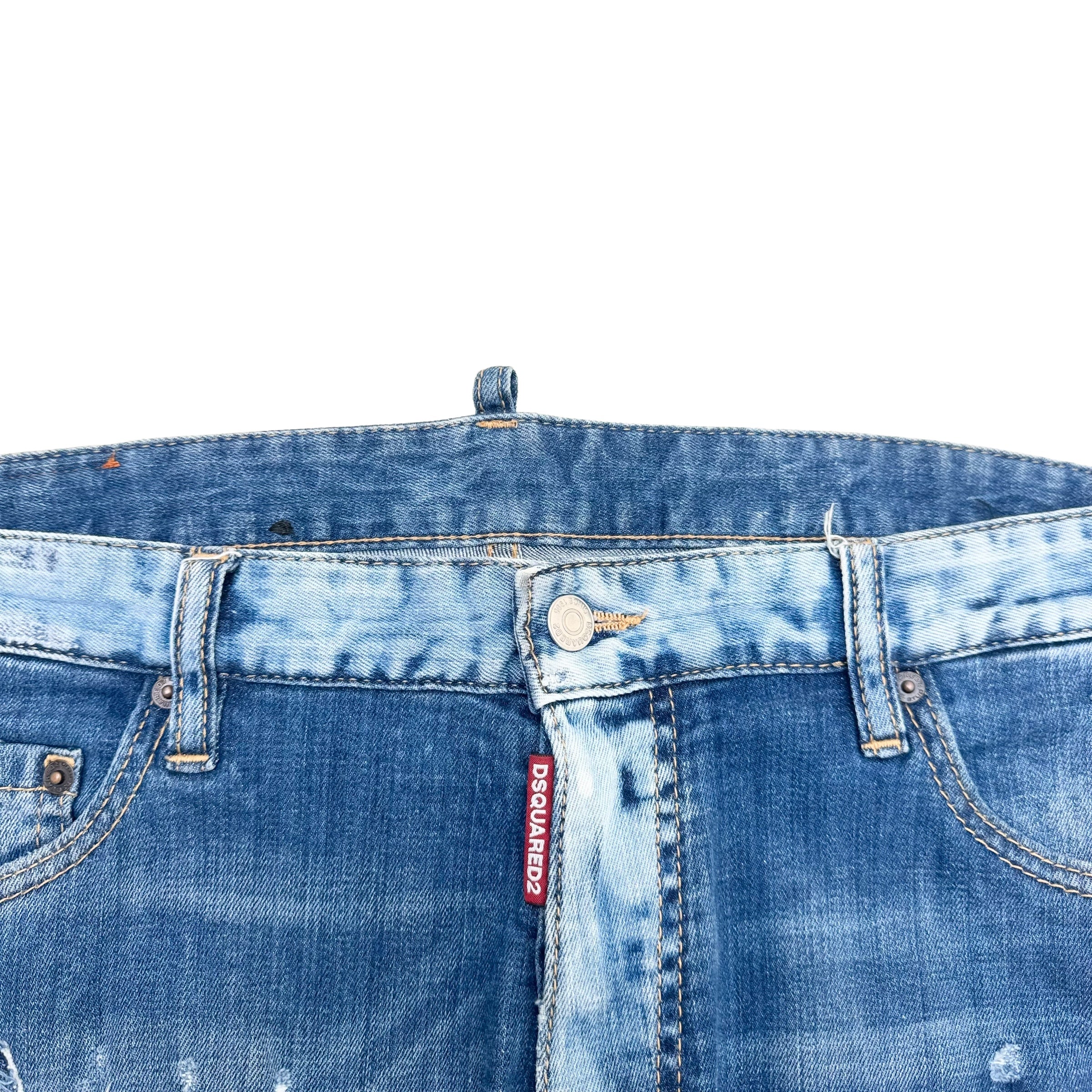 DSQUARED2 EXTREME RIP DISTRESSED SHORT DENIM JEANS L